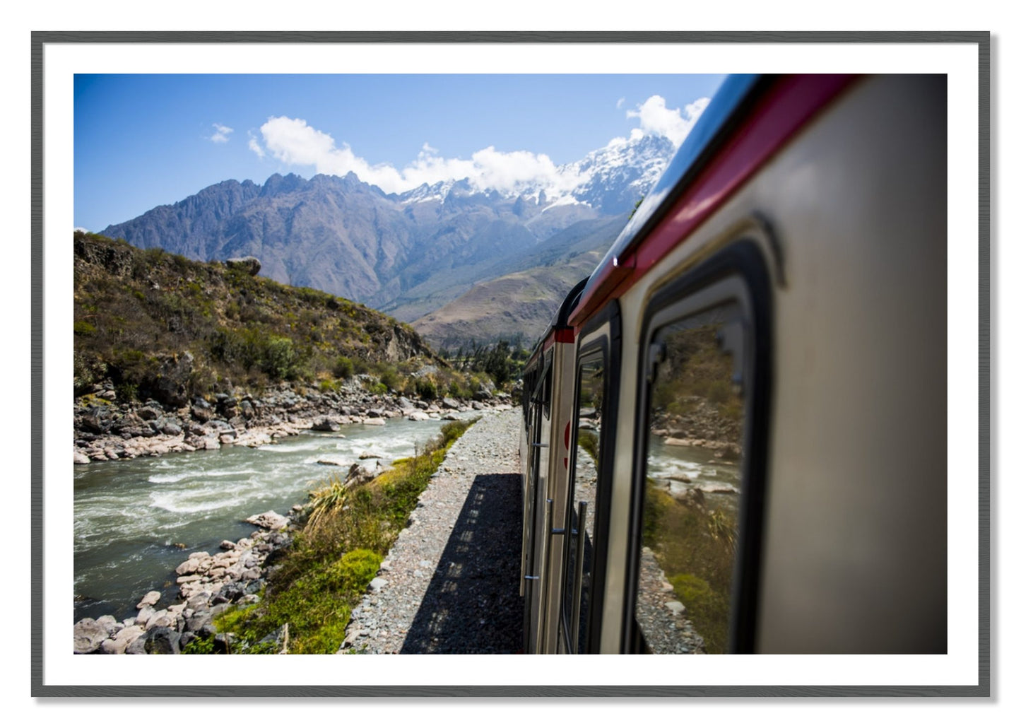 Framed photograph of Cusco To Aagua Caliente by Dylan Ozanich, Grey frame, Borders