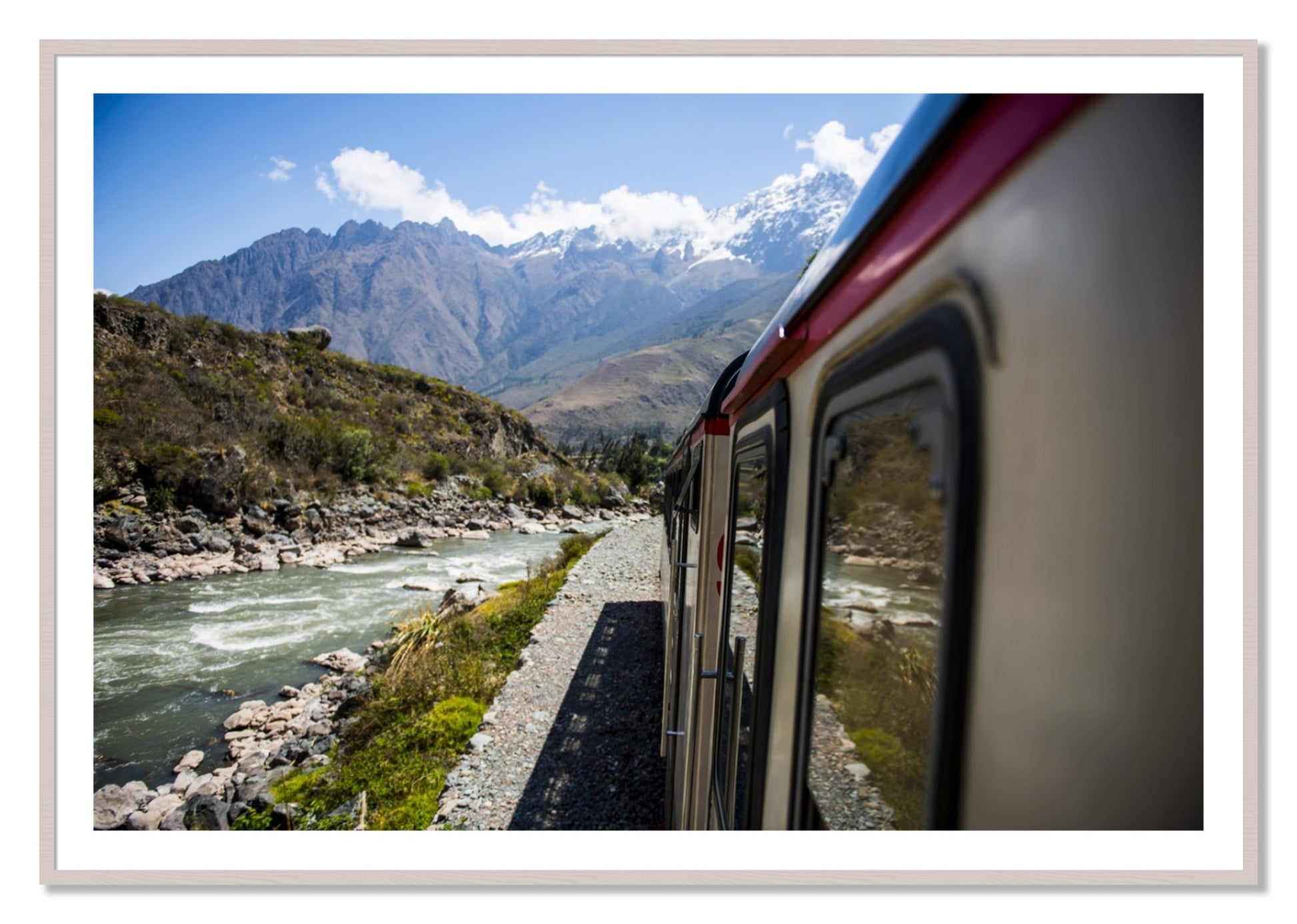 Framed photograph of Cusco To Aagua Caliente by Dylan Ozanich, White Maple frame, Borders