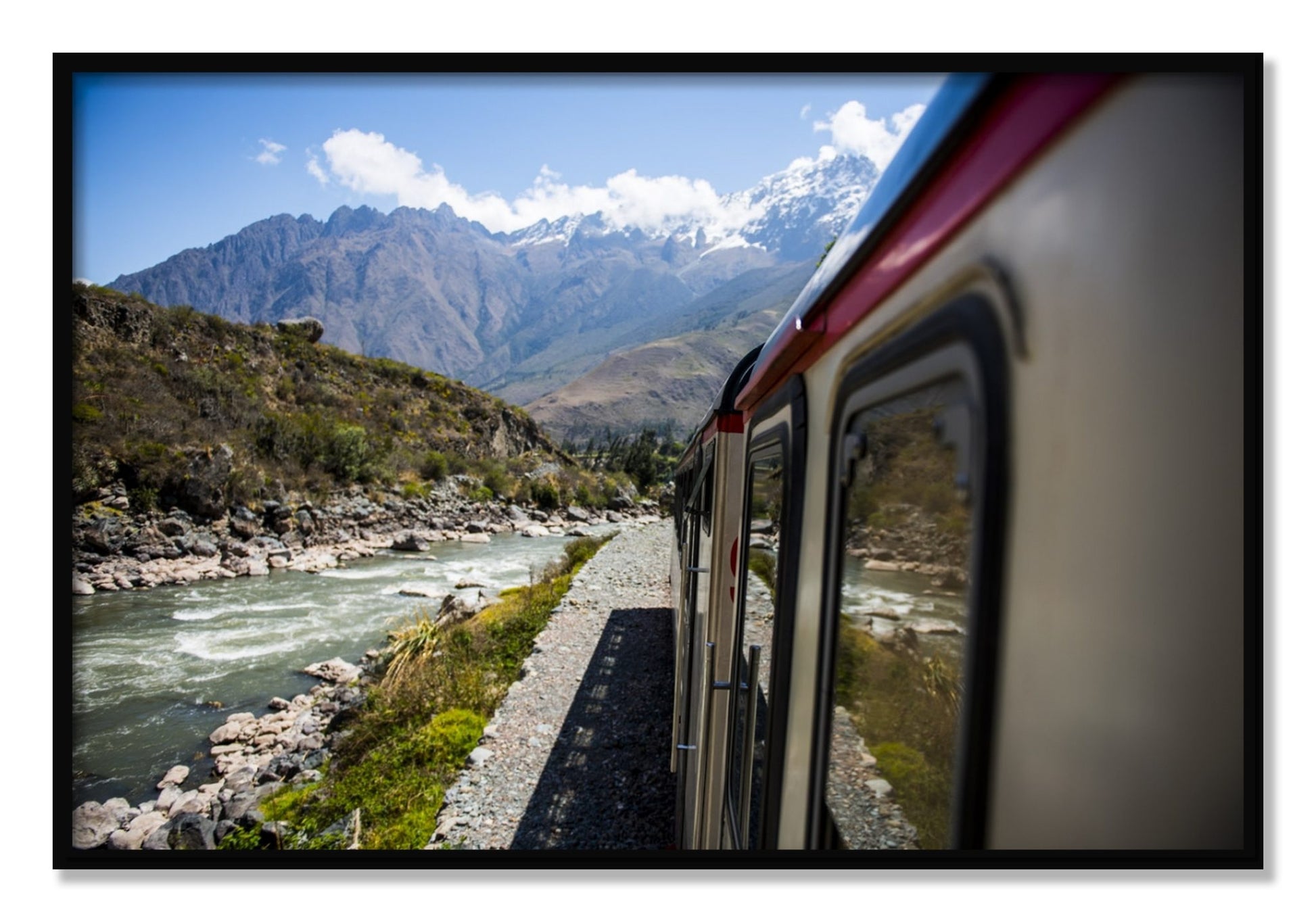 Framed photograph of Cusco To Aagua Caliente by Dylan Ozanich, Black frame, Full Bleed