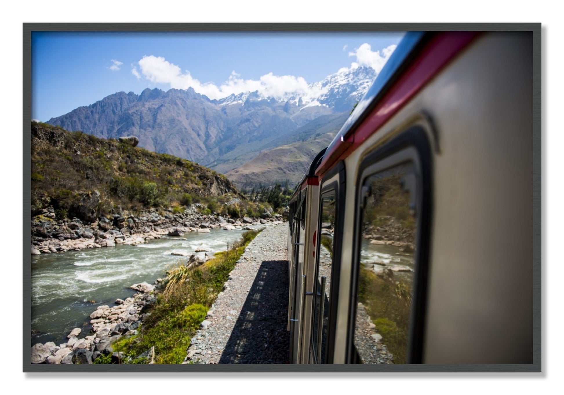 Framed photograph of Cusco To Aagua Caliente by Dylan Ozanich, Grey frame, Full Bleed