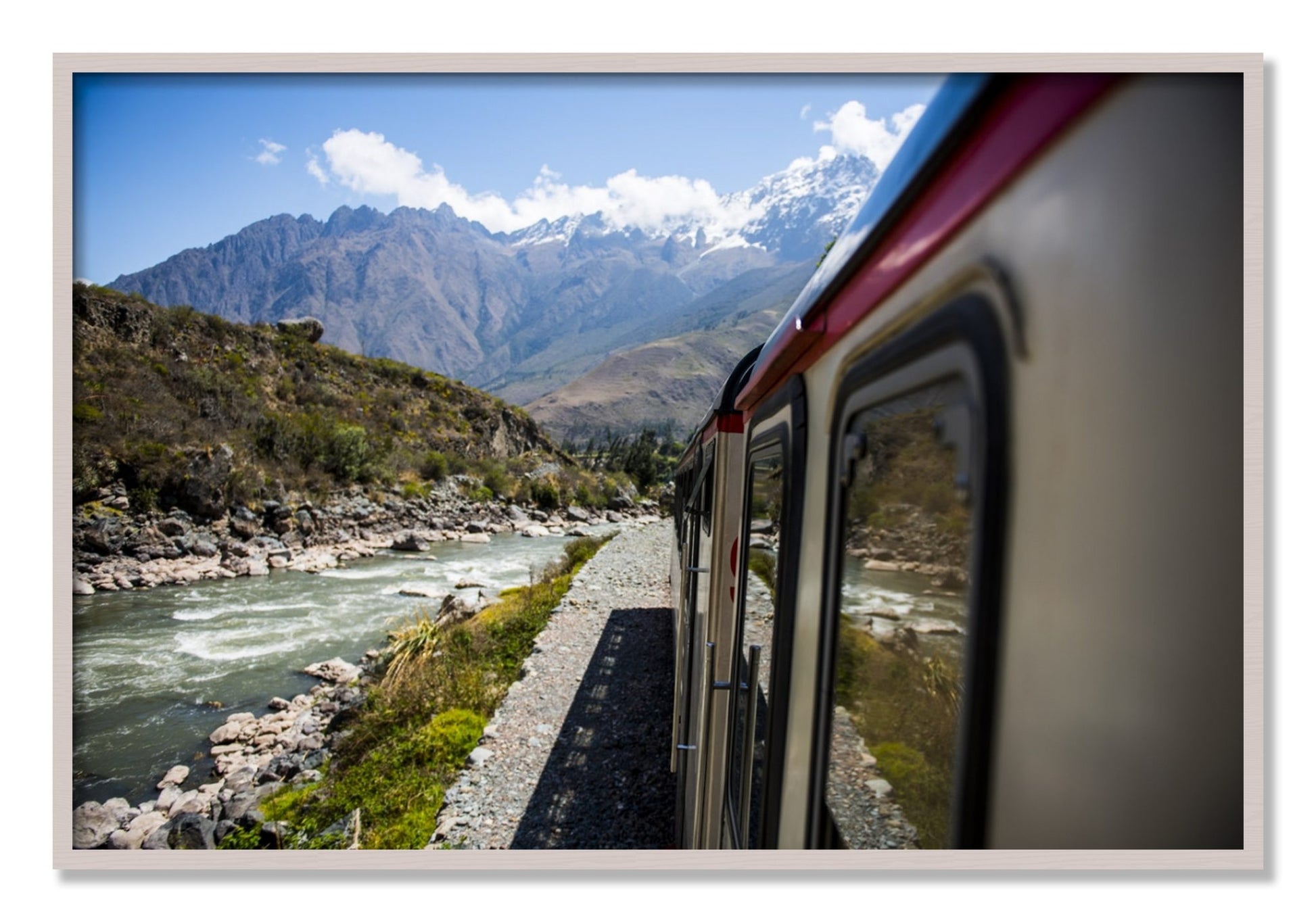 Framed photograph of Cusco To Aagua Caliente by Dylan Ozanich, White Maple frame, Full Bleed