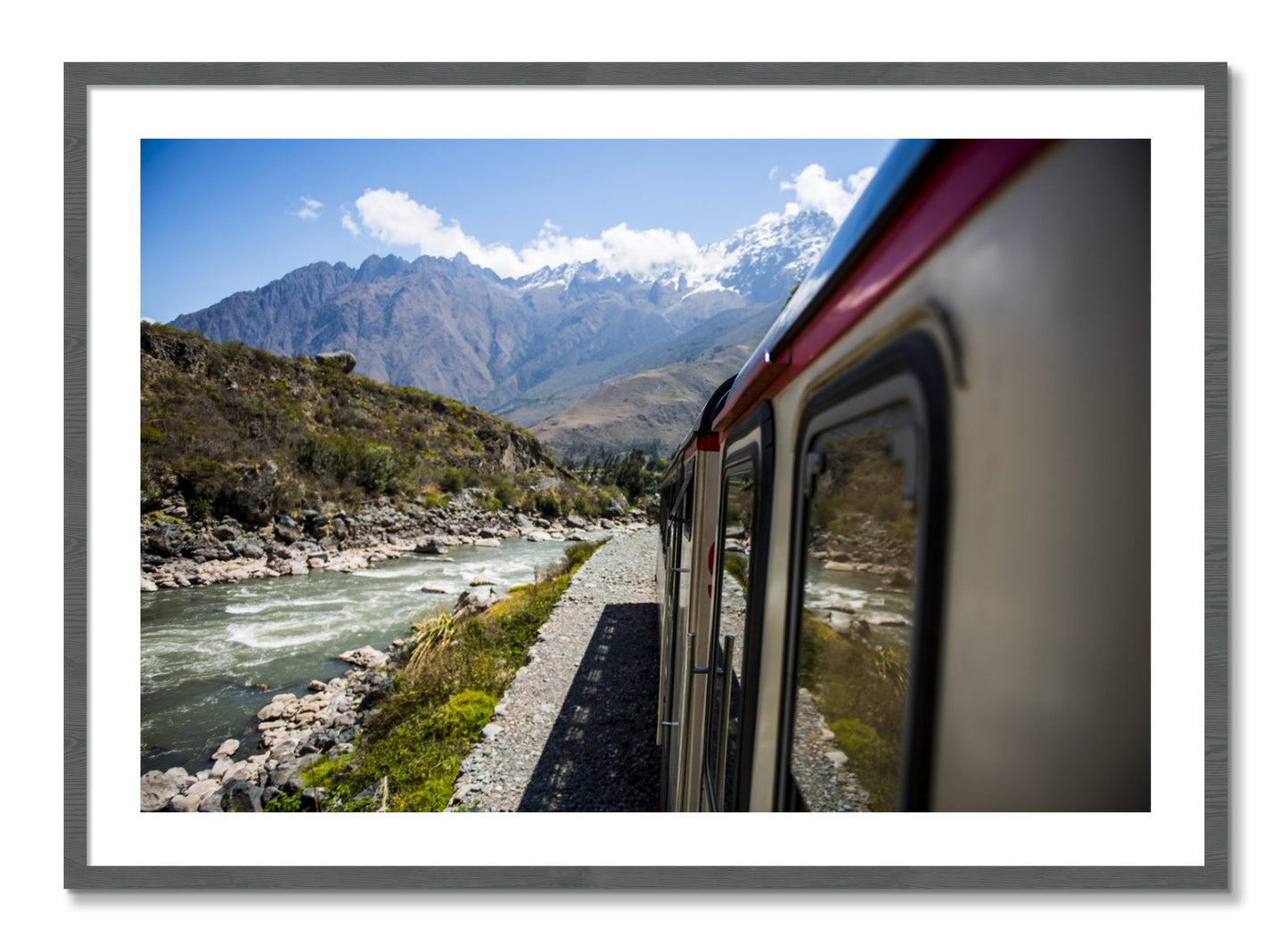 Framed photograph of Cusco To Aagua Caliente by Dylan Ozanich, Grey frame, Borders
