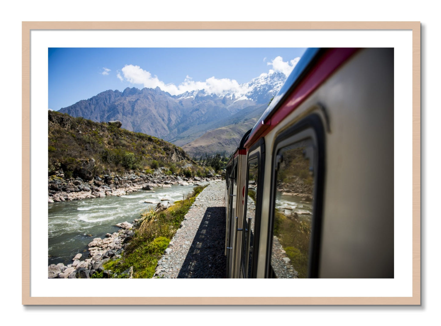 Framed photograph of Cusco To Aagua Caliente by Dylan Ozanich, Maple frame, Borders