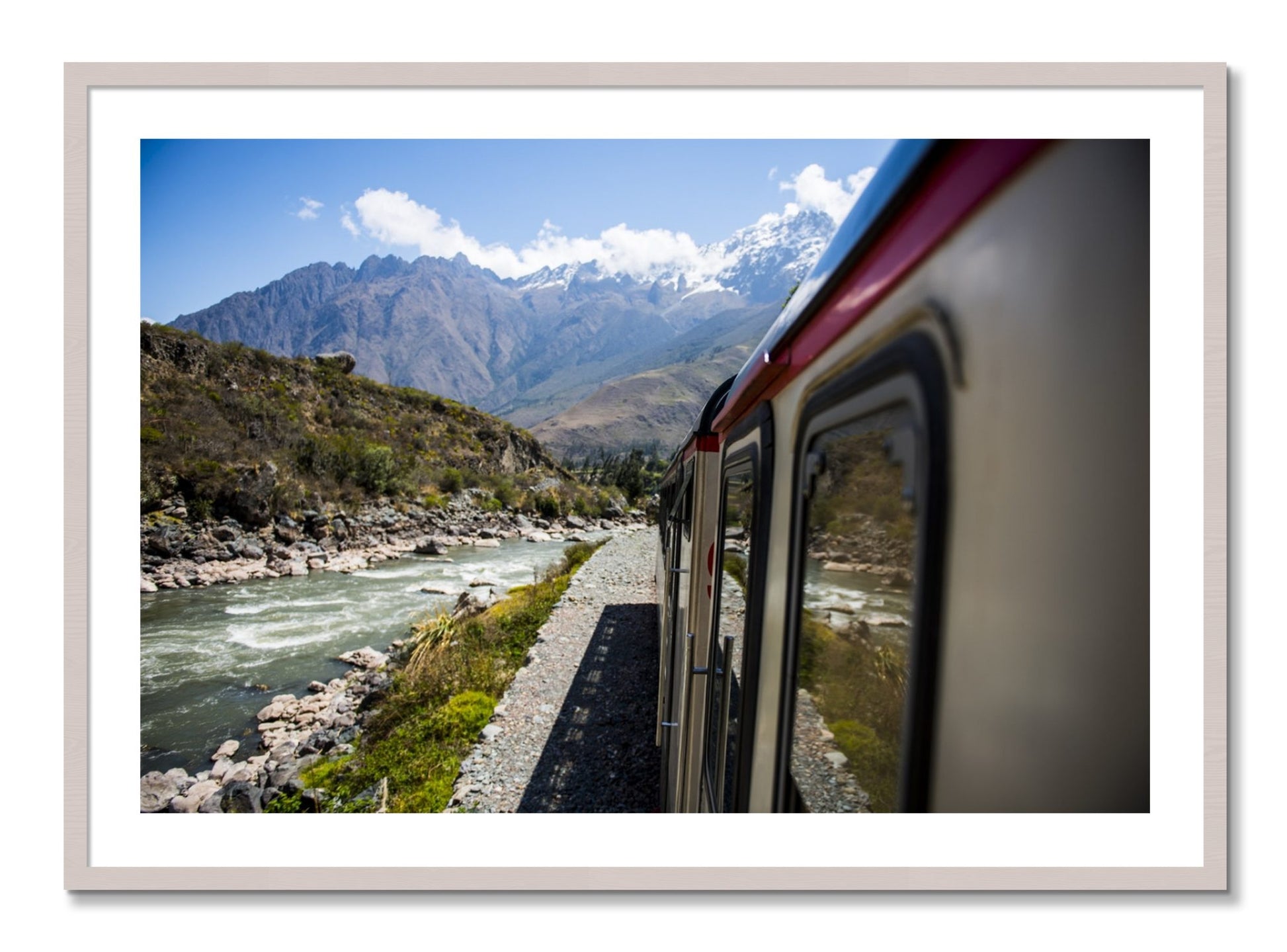 Framed photograph of Cusco To Aagua Caliente by Dylan Ozanich, White Maple frame, Borders