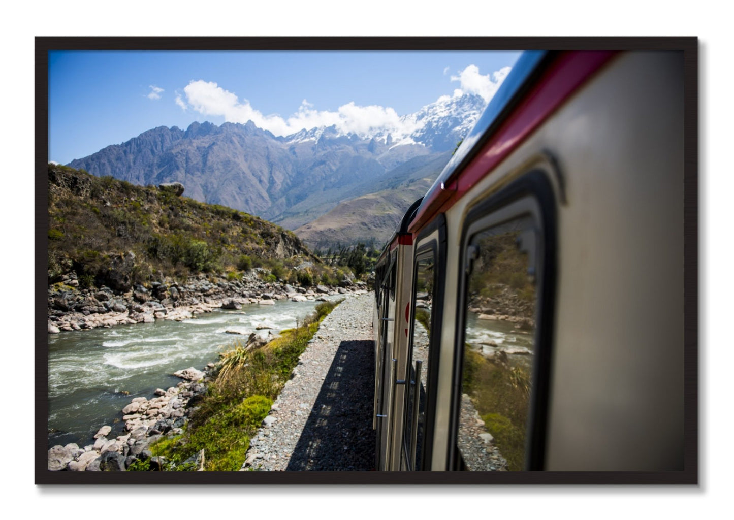 Framed photograph of Cusco To Aagua Caliente by Dylan Ozanich, Black Walnut frame, Full Bleed