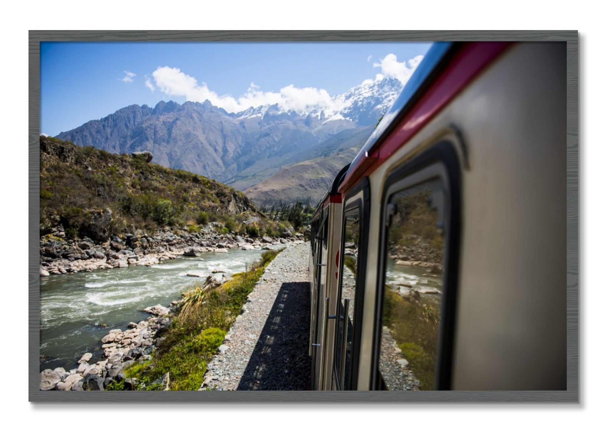 Framed photograph of Cusco To Aagua Caliente by Dylan Ozanich, Grey frame, Full Bleed