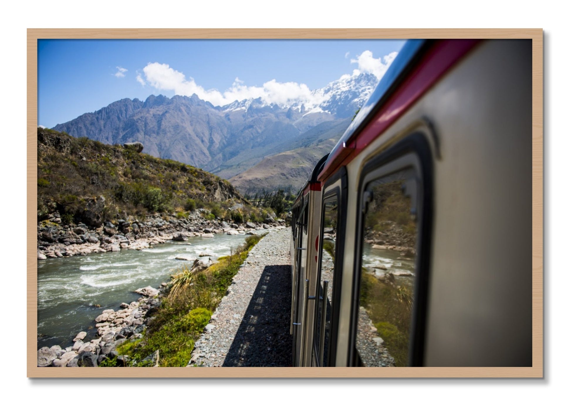 Framed photograph of Cusco To Aagua Caliente by Dylan Ozanich, Oak frame, Full Bleed