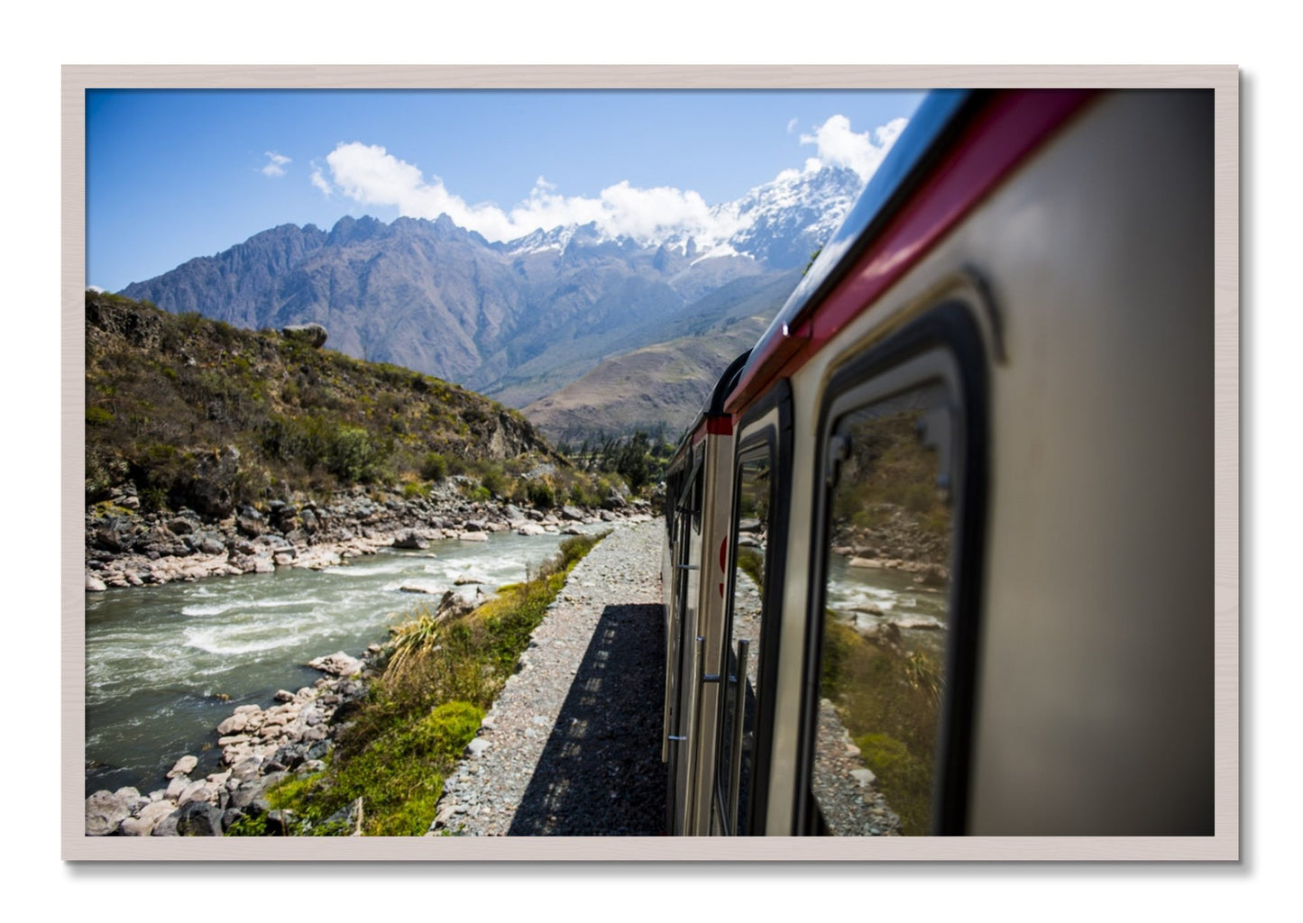 Framed photograph of Cusco To Aagua Caliente by Dylan Ozanich, White Maple frame, Full Bleed