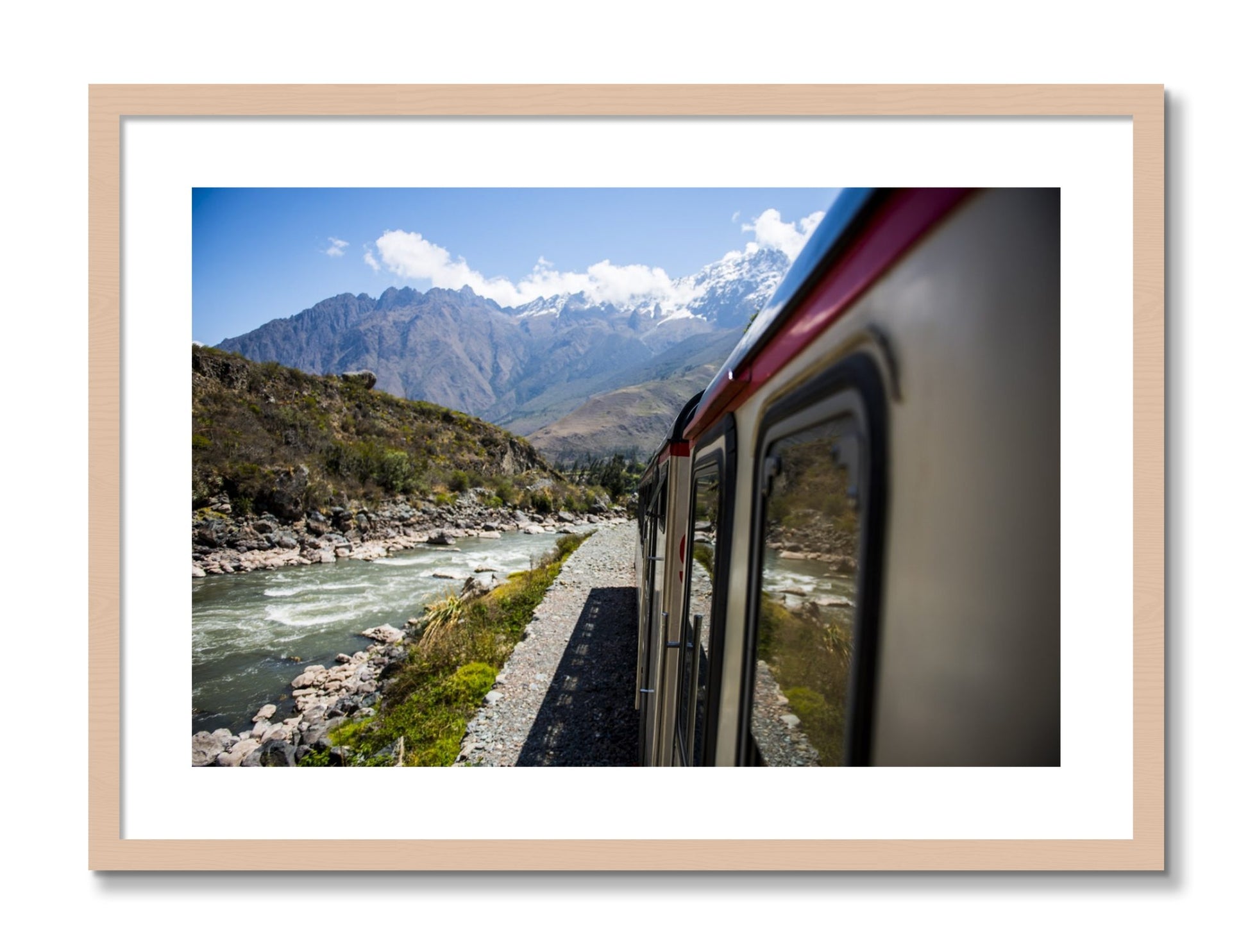 Framed photograph of Cusco To Aagua Caliente by Dylan Ozanich, Maple frame, Borders