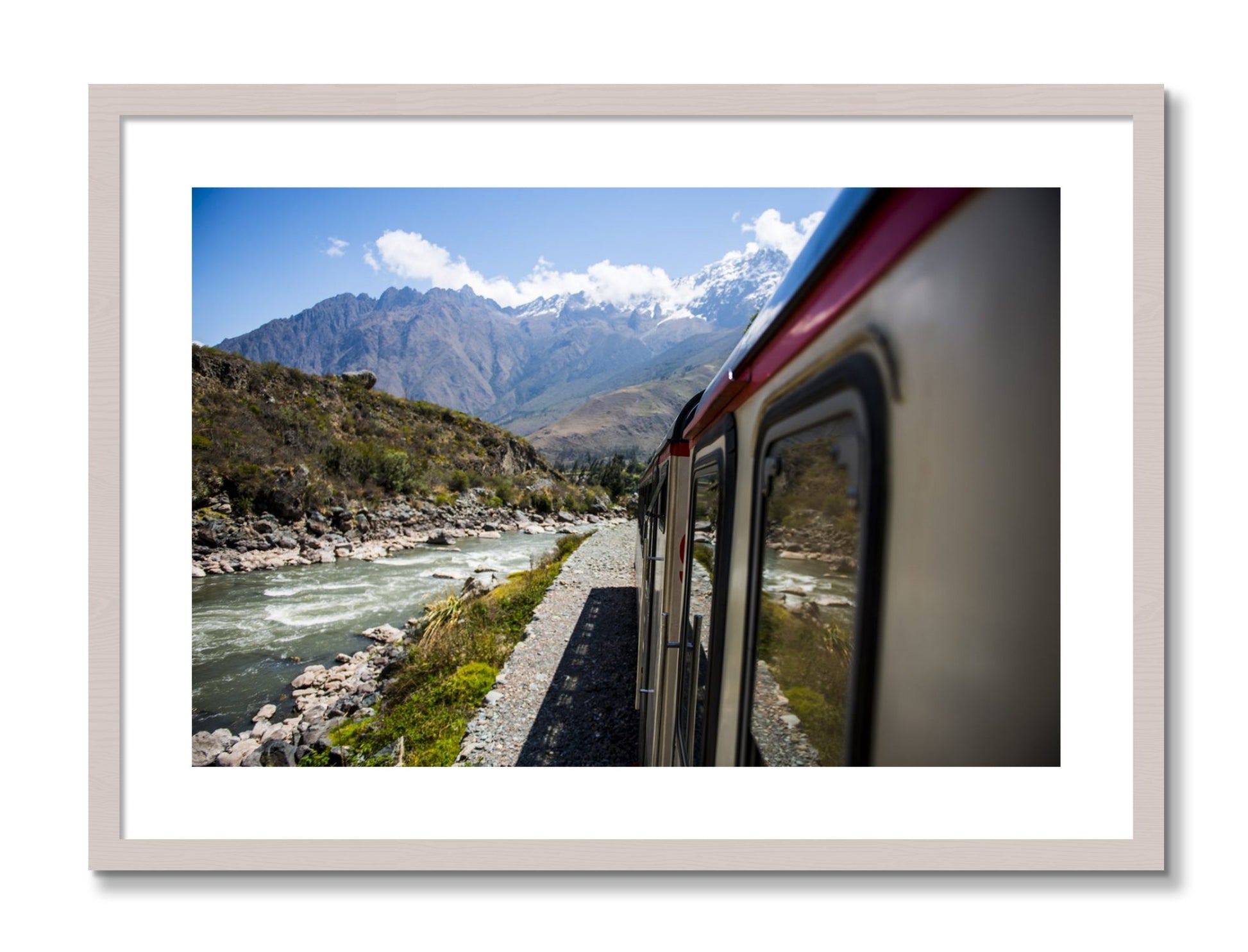 Framed photograph of Cusco To Aagua Caliente by Dylan Ozanich, White Maple frame, Borders