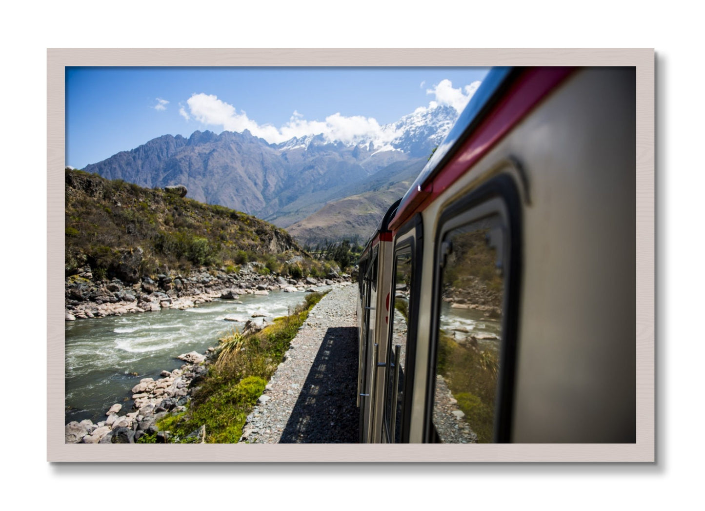 Framed photograph of Cusco To Aagua Caliente by Dylan Ozanich, White Maple frame, Full Bleed