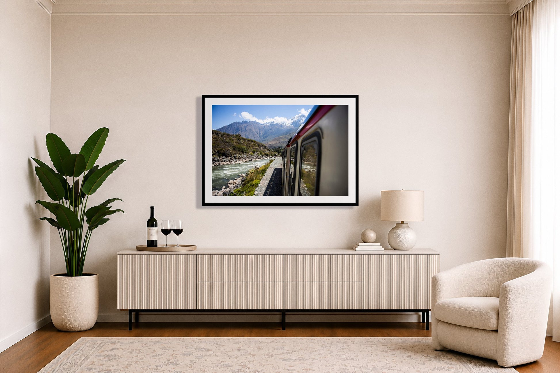 Framed photograph of Cusco To Aagua Caliente by Dylan Ozanich displayed on a wall