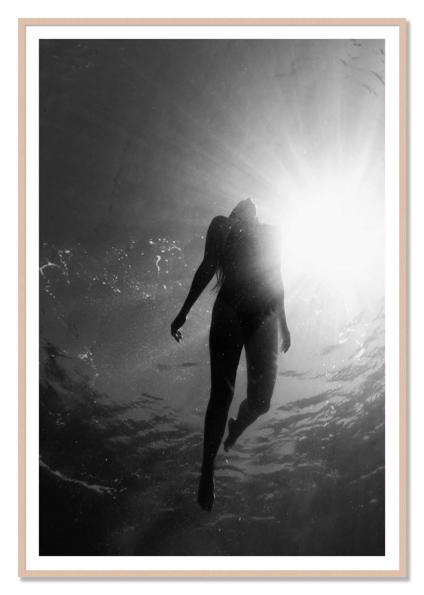 Depth by Dylan Ozanich, 48×72 print with a White Border in a Maple frame