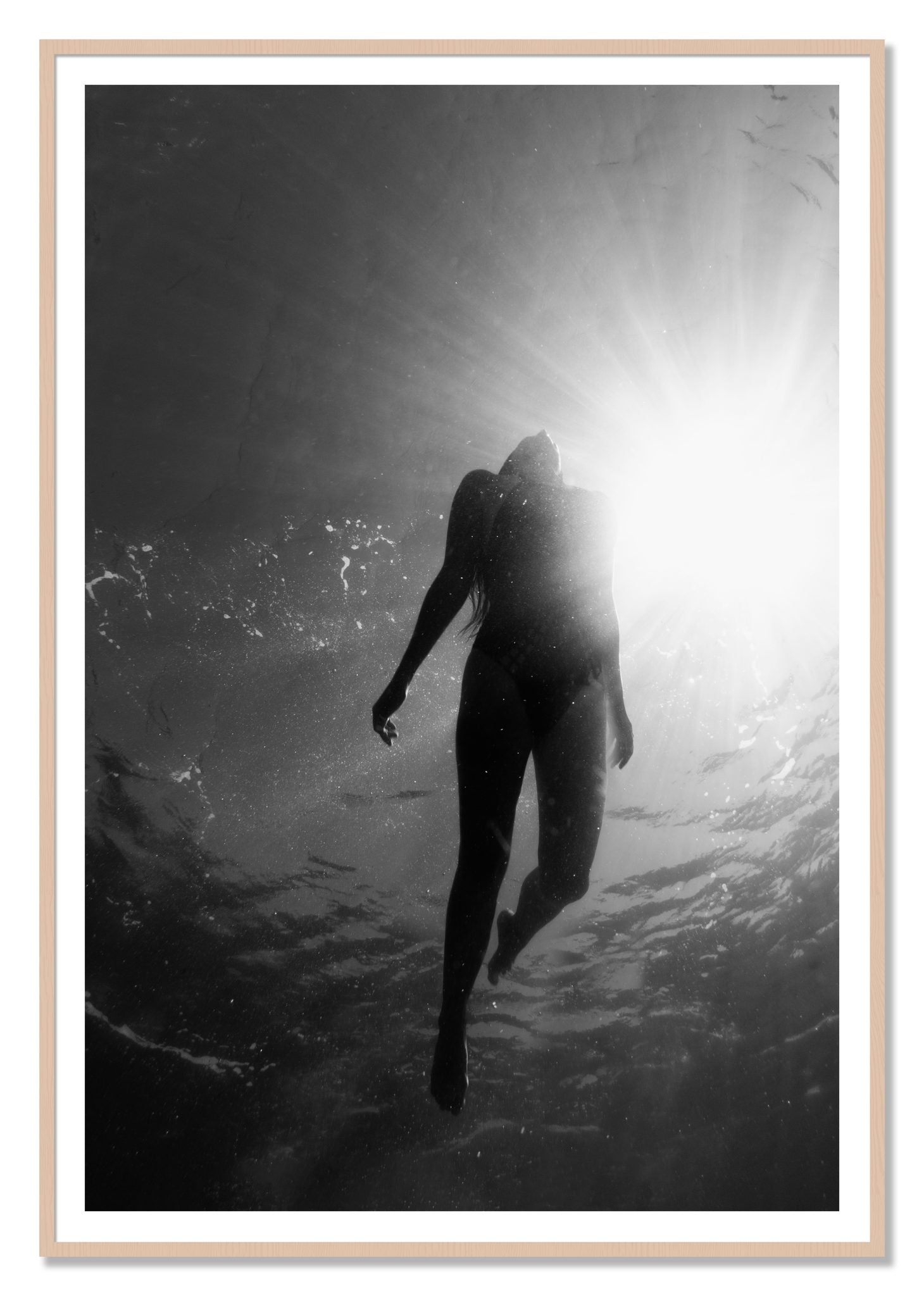 Depth by Dylan Ozanich, 48×72 print with a White Border in a Maple frame