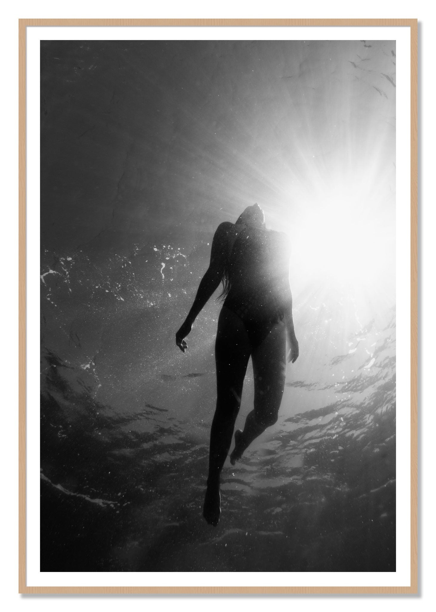 Depth by Dylan Ozanich, 48×72 print with a White Border in an Oak frame