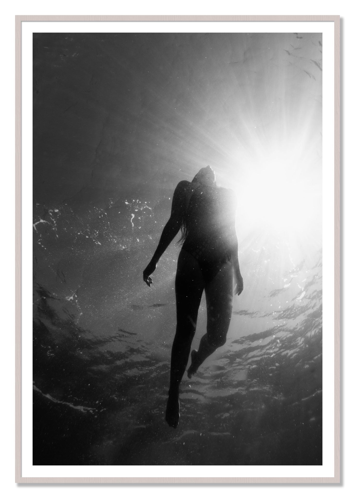 Depth by Dylan Ozanich, 48×72 print with a White Border in a White Maple frame