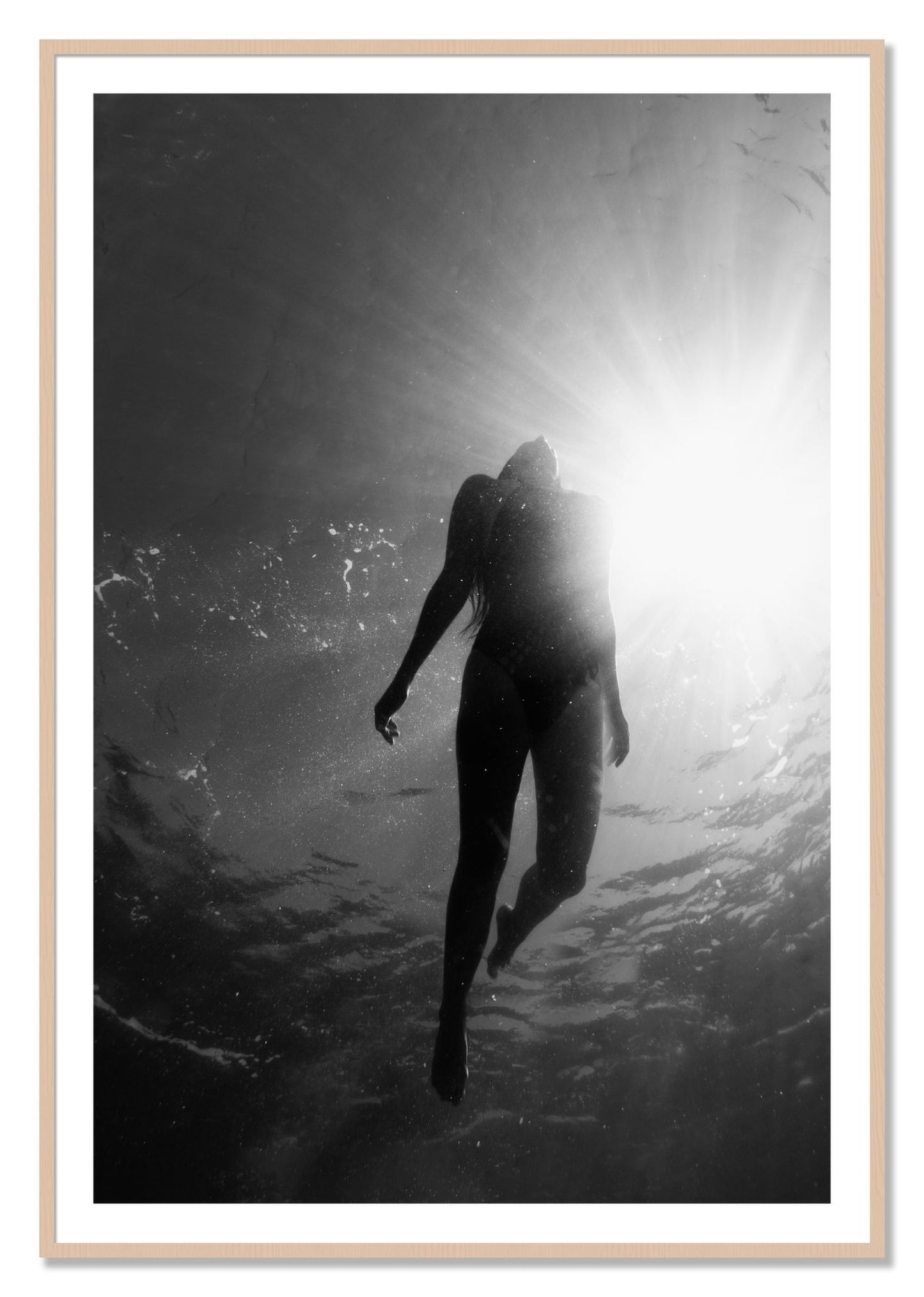 Framed photograph of Depth by Dylan Ozanich, Maple frame, Borders