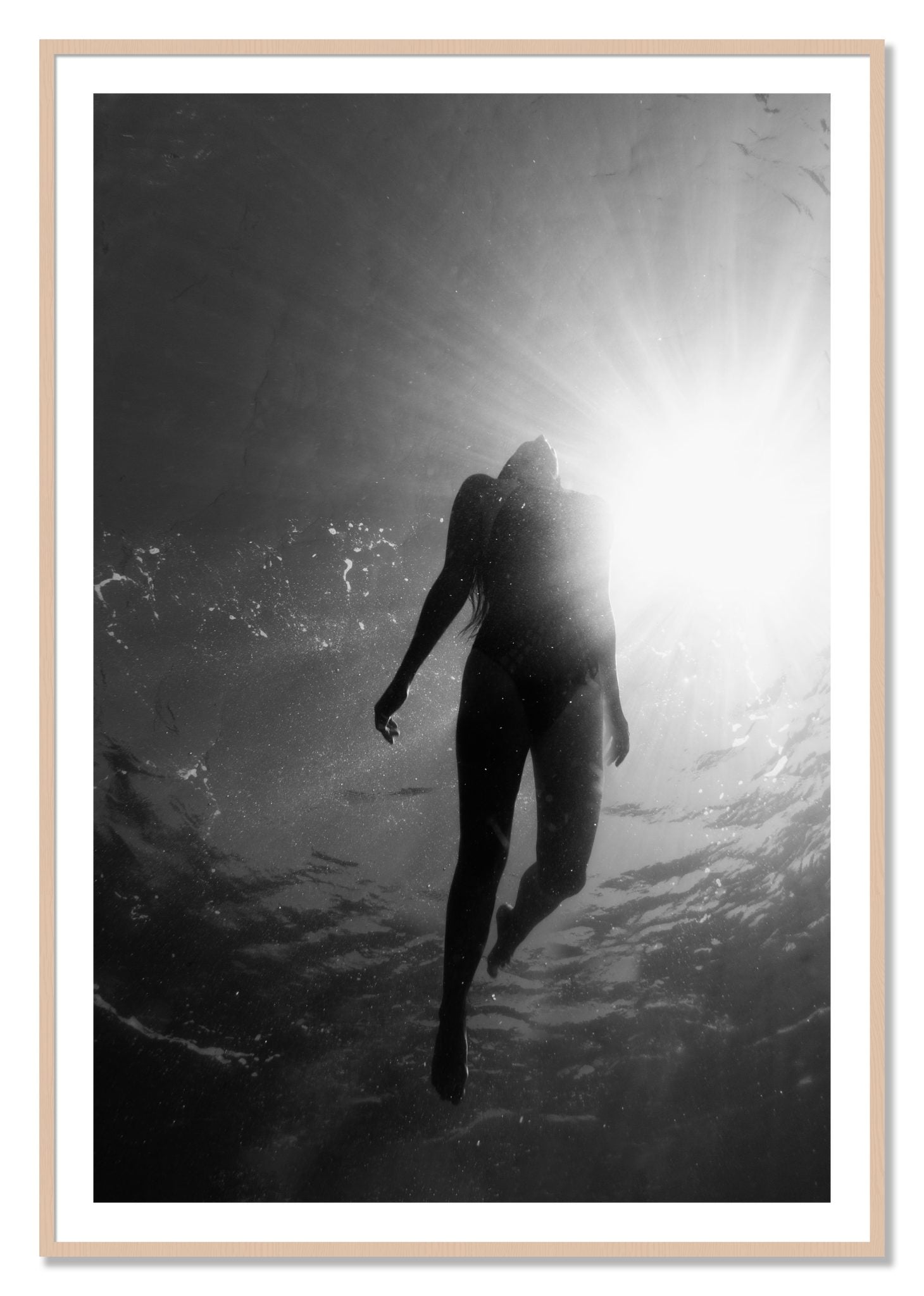 Framed photograph of Depth by Dylan Ozanich, Maple frame, Borders