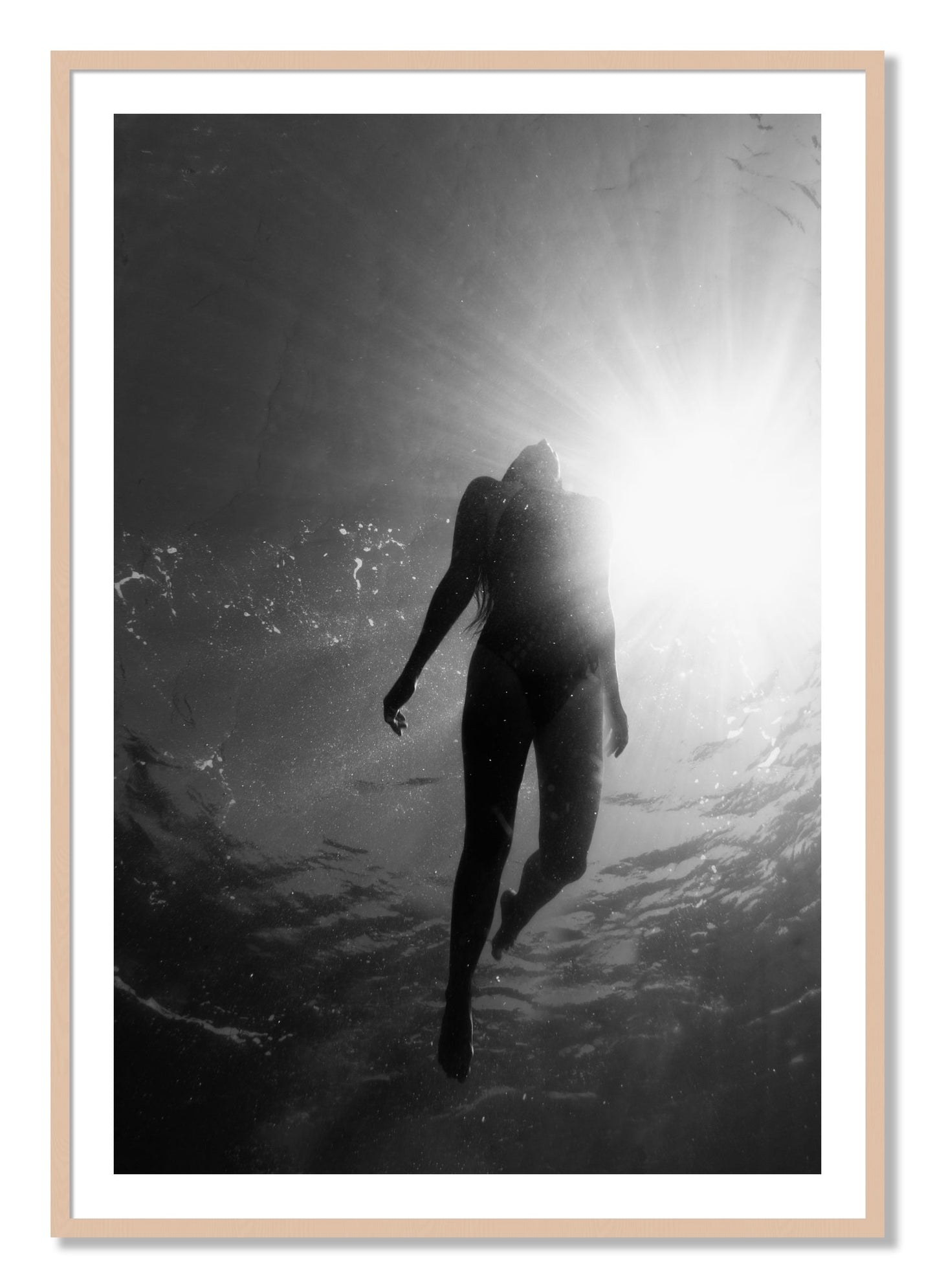 Framed photograph of Depth by Dylan Ozanich, Maple frame, Borders