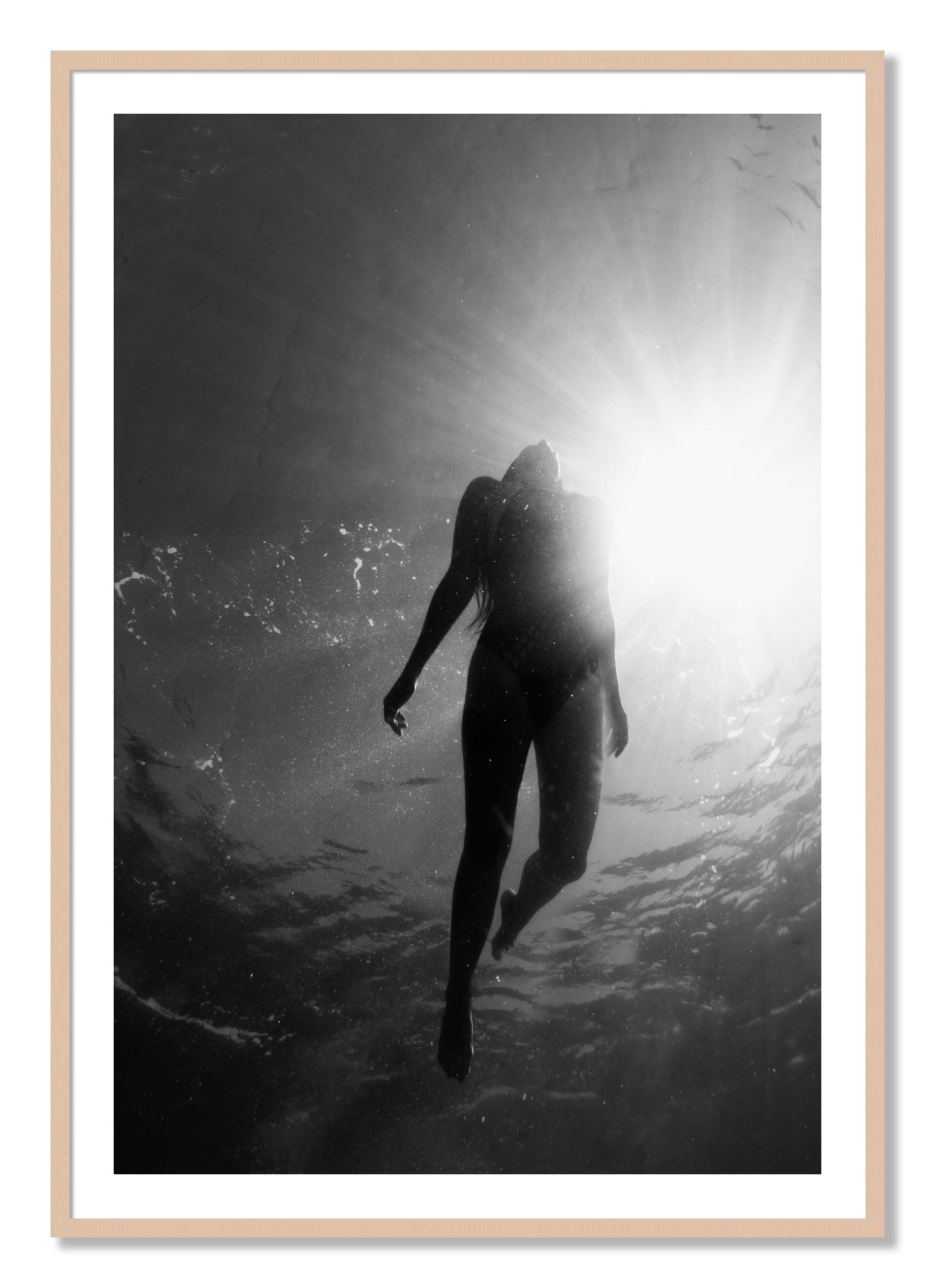 Framed photograph of Depth by Dylan Ozanich, Maple frame, Borders