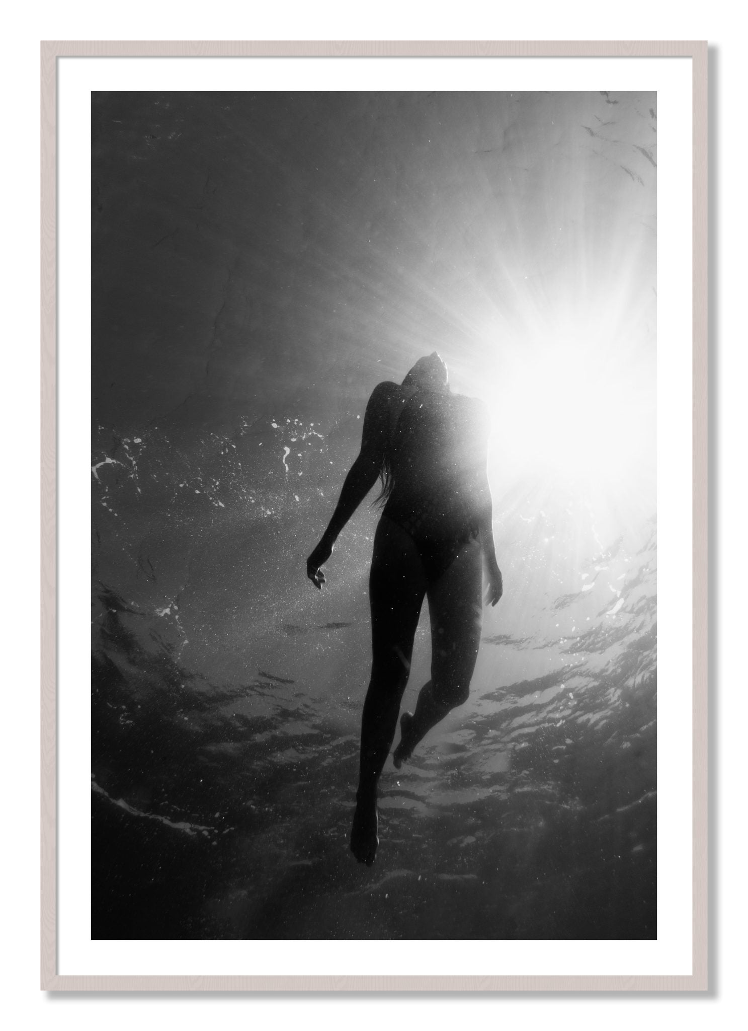 Framed photograph of Depth by Dylan Ozanich, White Maple frame, Borders