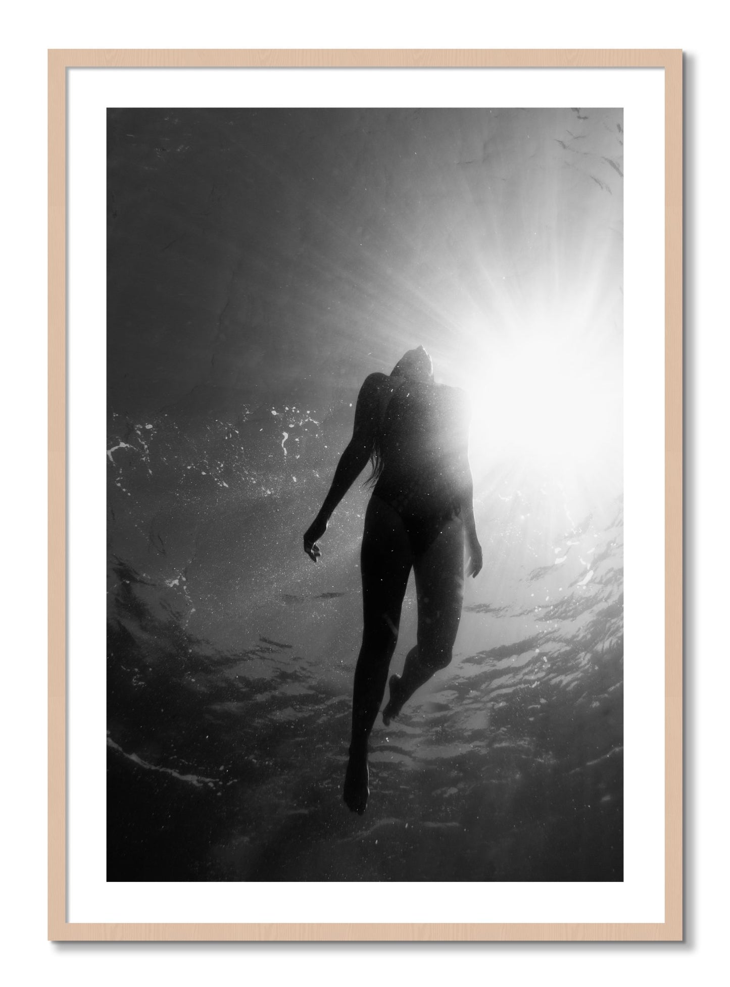 Framed photograph of Depth by Dylan Ozanich, Maple frame, Borders