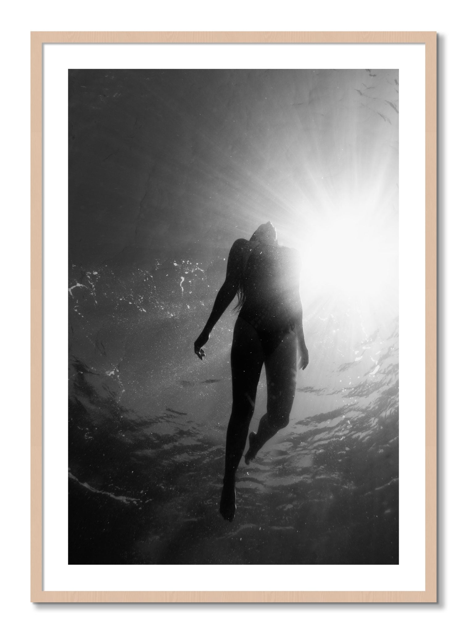 Framed photograph of Depth by Dylan Ozanich, Maple frame, Borders