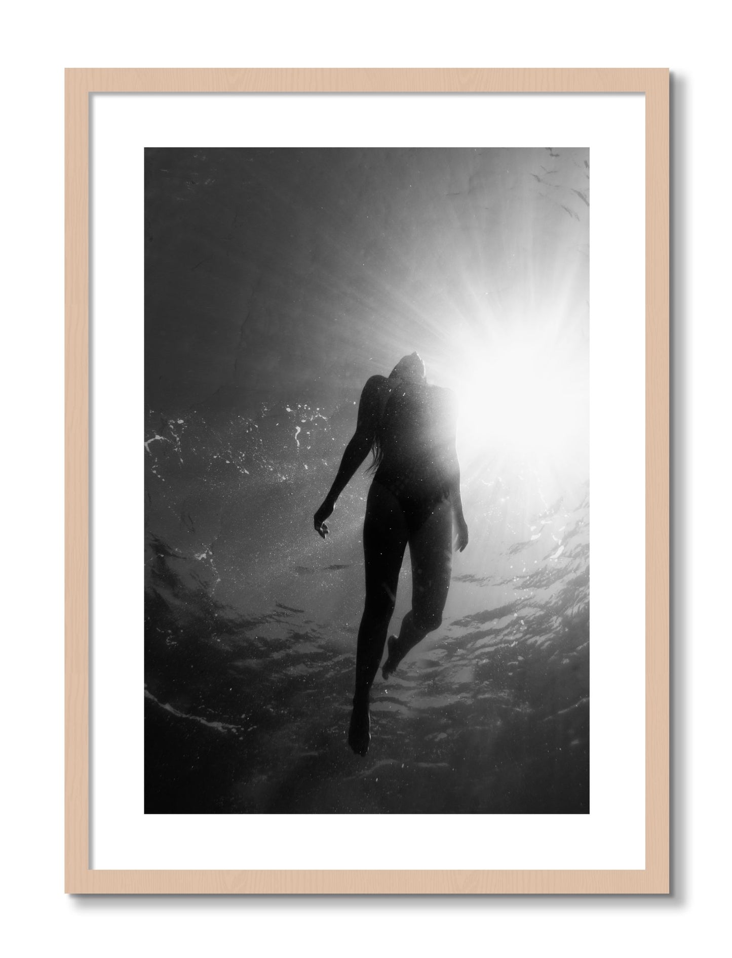 Framed photograph of Depth by Dylan Ozanich, Maple frame, Borders