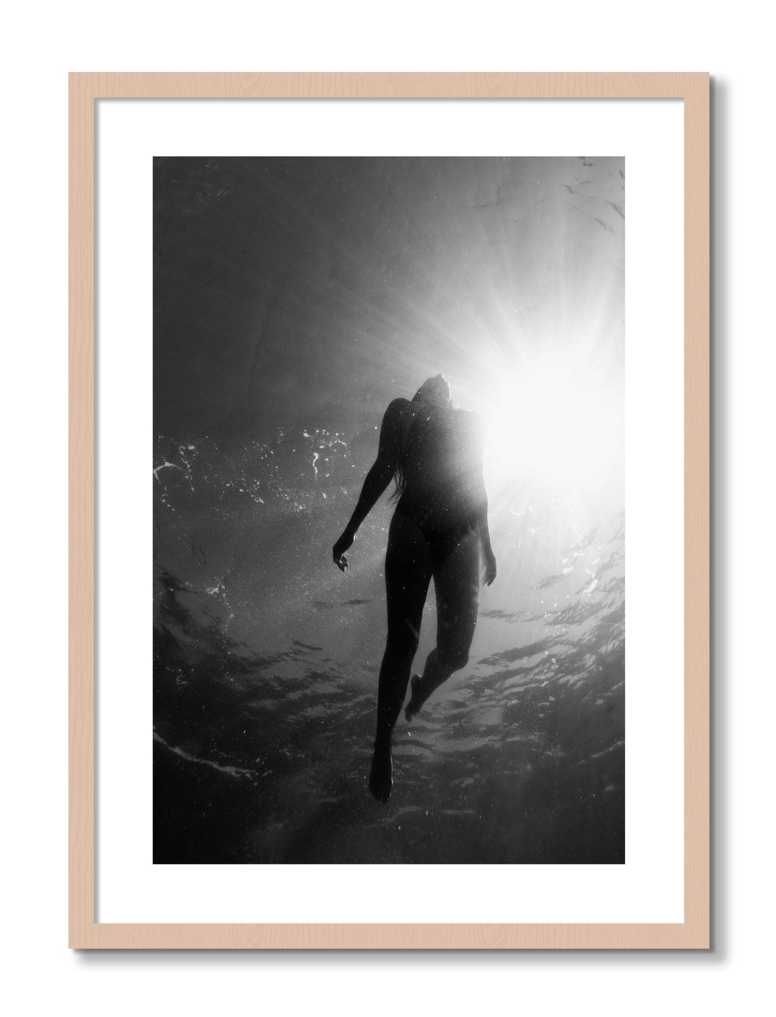Framed photograph of Depth by Dylan Ozanich, Maple frame, Borders
