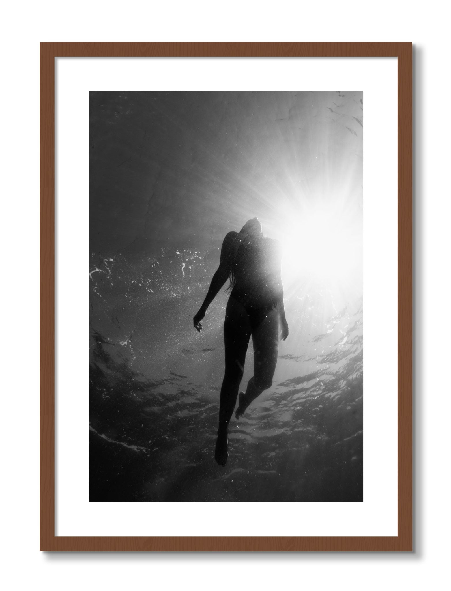 Framed photograph of Depth by Dylan Ozanich, Walnut frame, Borders