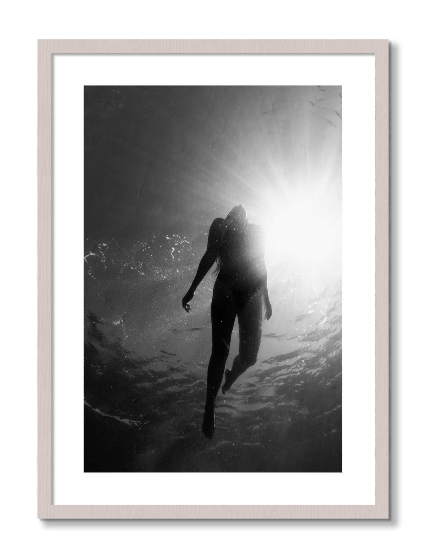 Framed photograph of Depth by Dylan Ozanich, White Maple frame, Borders