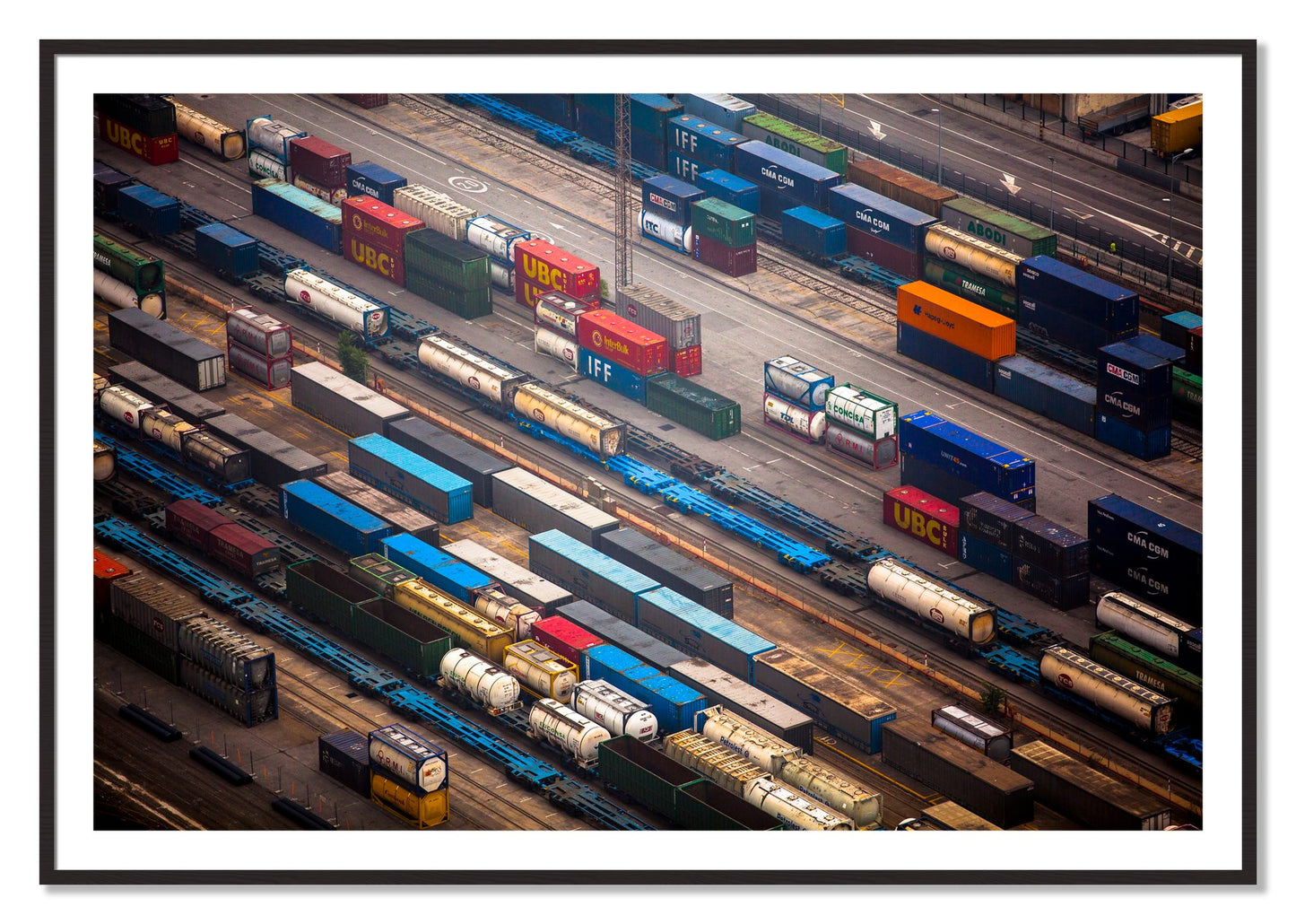 Framed photograph of Distribute by Dylan Ozanich, Black Walnut frame, Borders