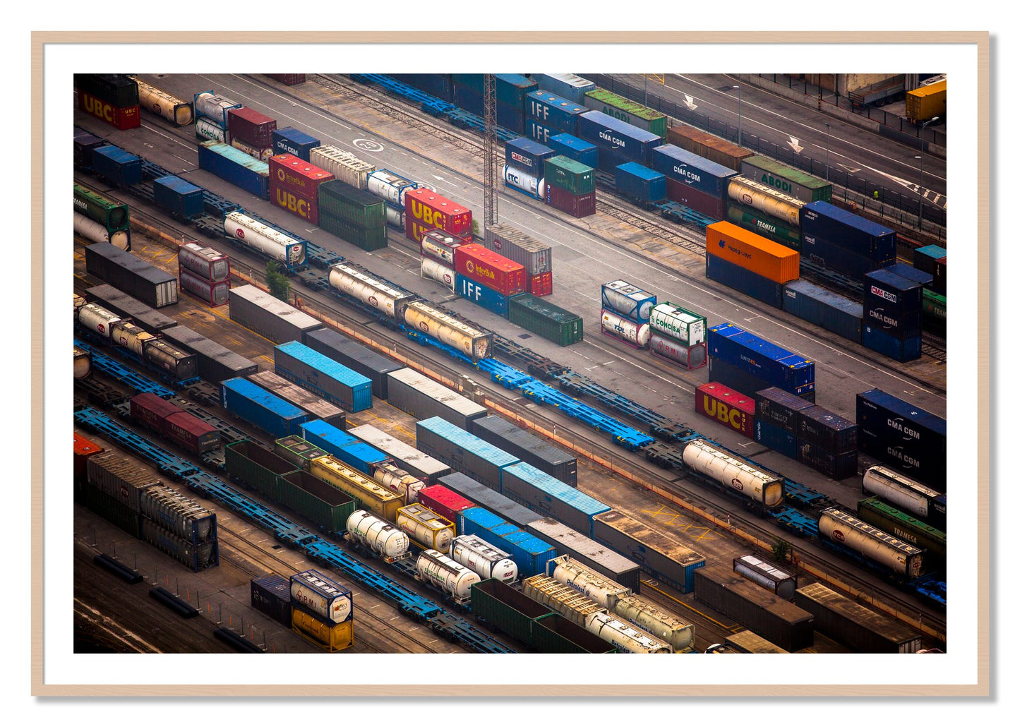 Framed photograph of Distribute by Dylan Ozanich, Maple frame, Borders