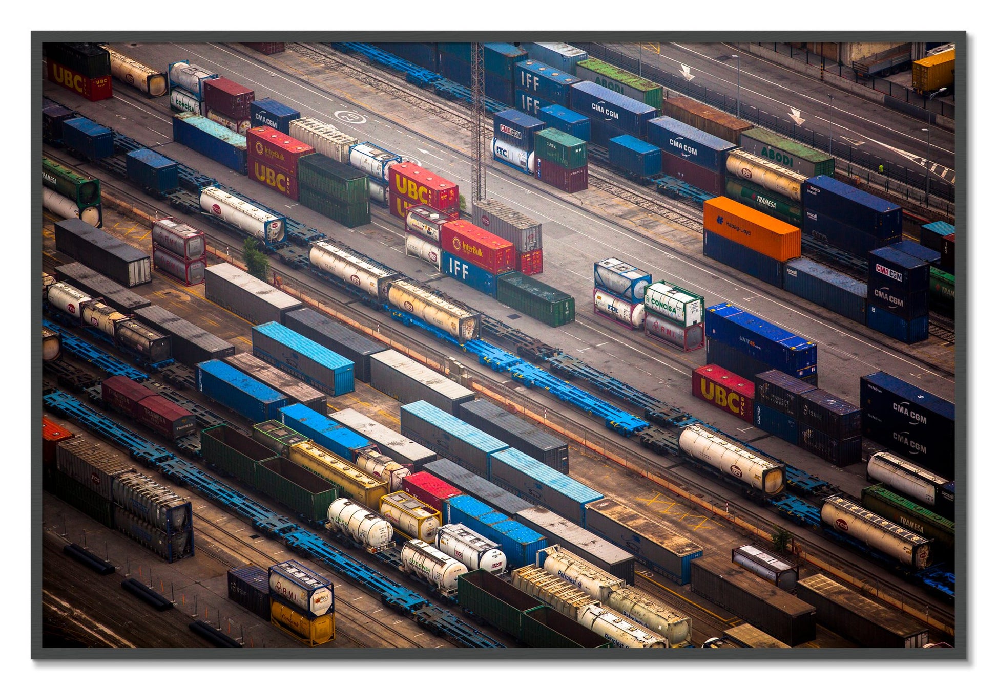 Framed photograph of Distribute by Dylan Ozanich, Grey frame, Full Bleed