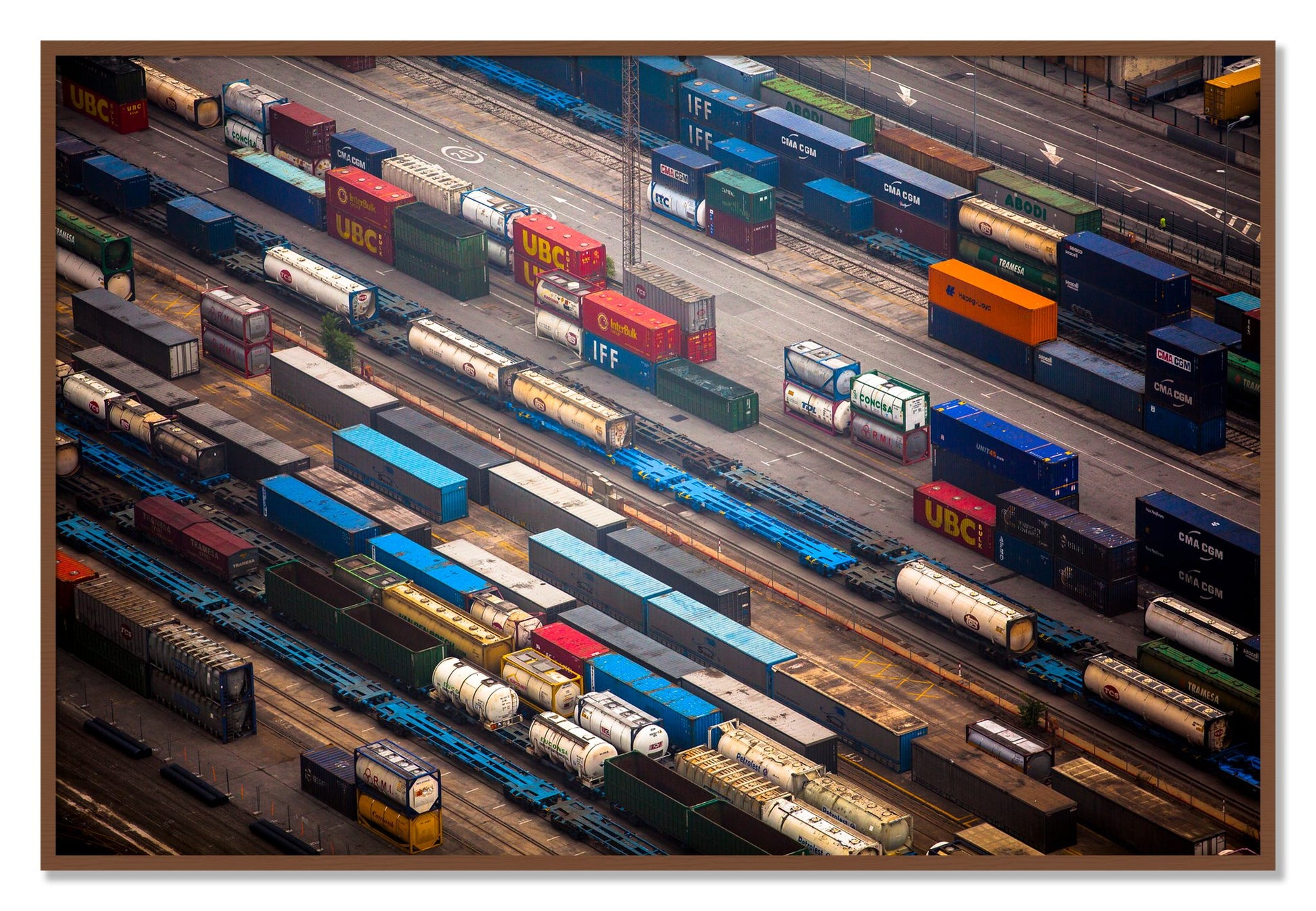 Framed photograph of Distribute by Dylan Ozanich, Walnut frame, Full Bleed