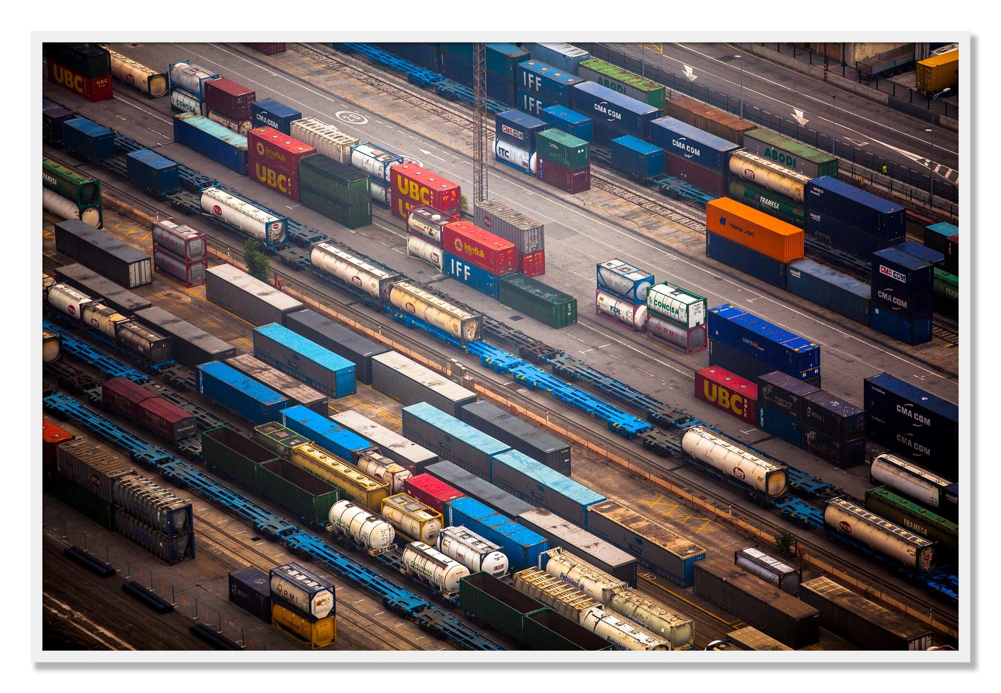 Framed photograph of Distribute by Dylan Ozanich, White frame, Full Bleed