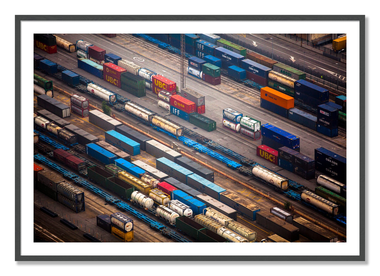 Framed photograph of Distribute by Dylan Ozanich, Grey frame, Borders