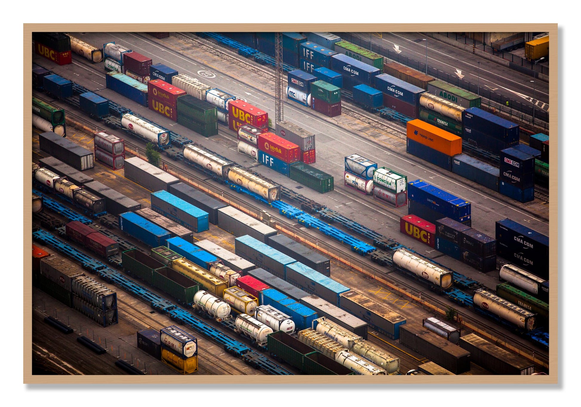 Framed photograph of Distribute by Dylan Ozanich, Oak frame, Full Bleed