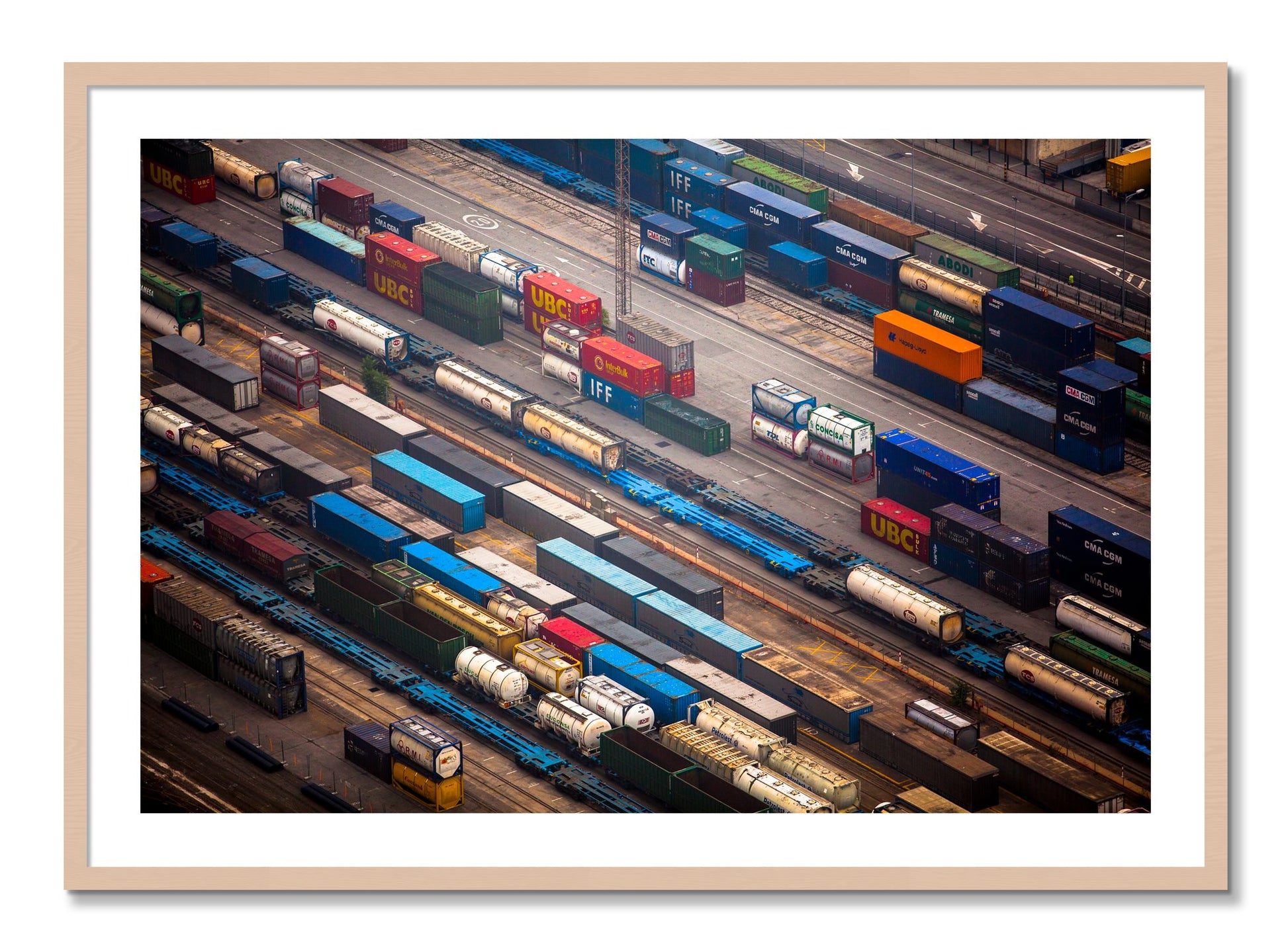 Framed photograph of Distribute by Dylan Ozanich, Maple frame, Borders