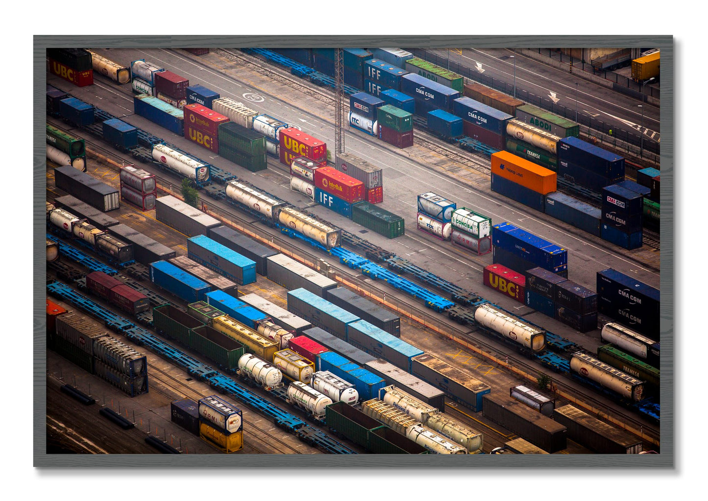 Framed photograph of Distribute by Dylan Ozanich, Grey frame, Full Bleed