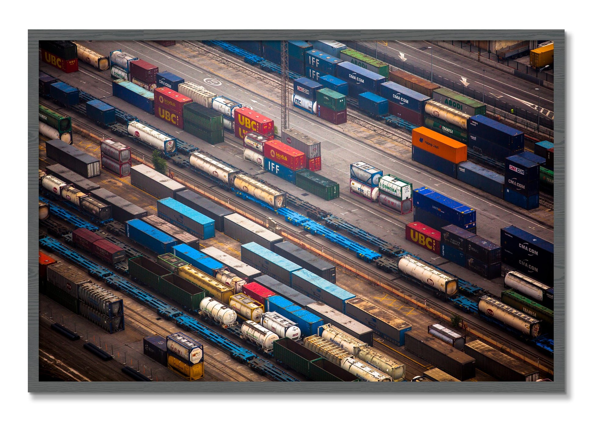 Framed photograph of Distribute by Dylan Ozanich, Grey frame, Full Bleed