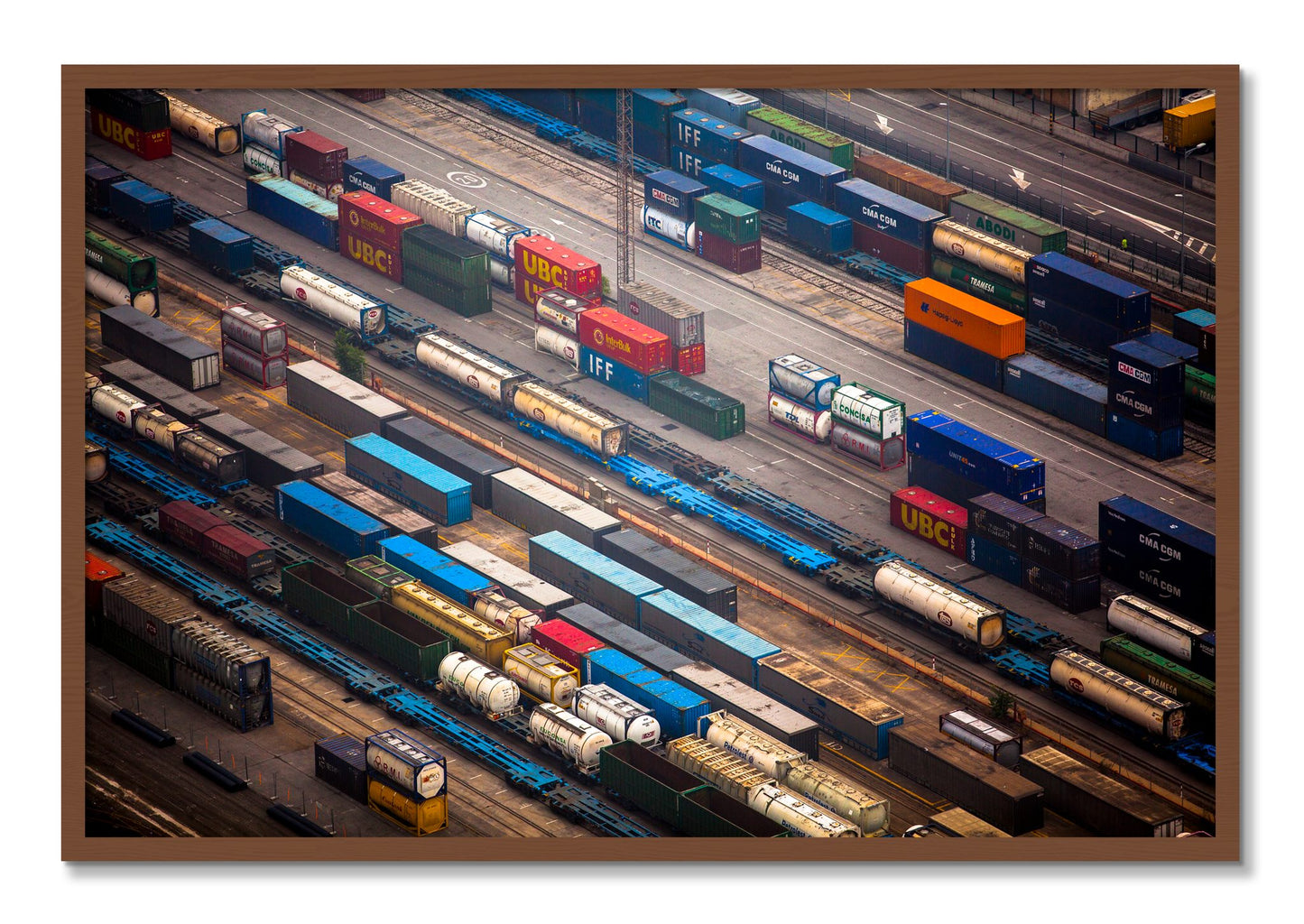Framed photograph of Distribute by Dylan Ozanich, Walnut frame, Full Bleed