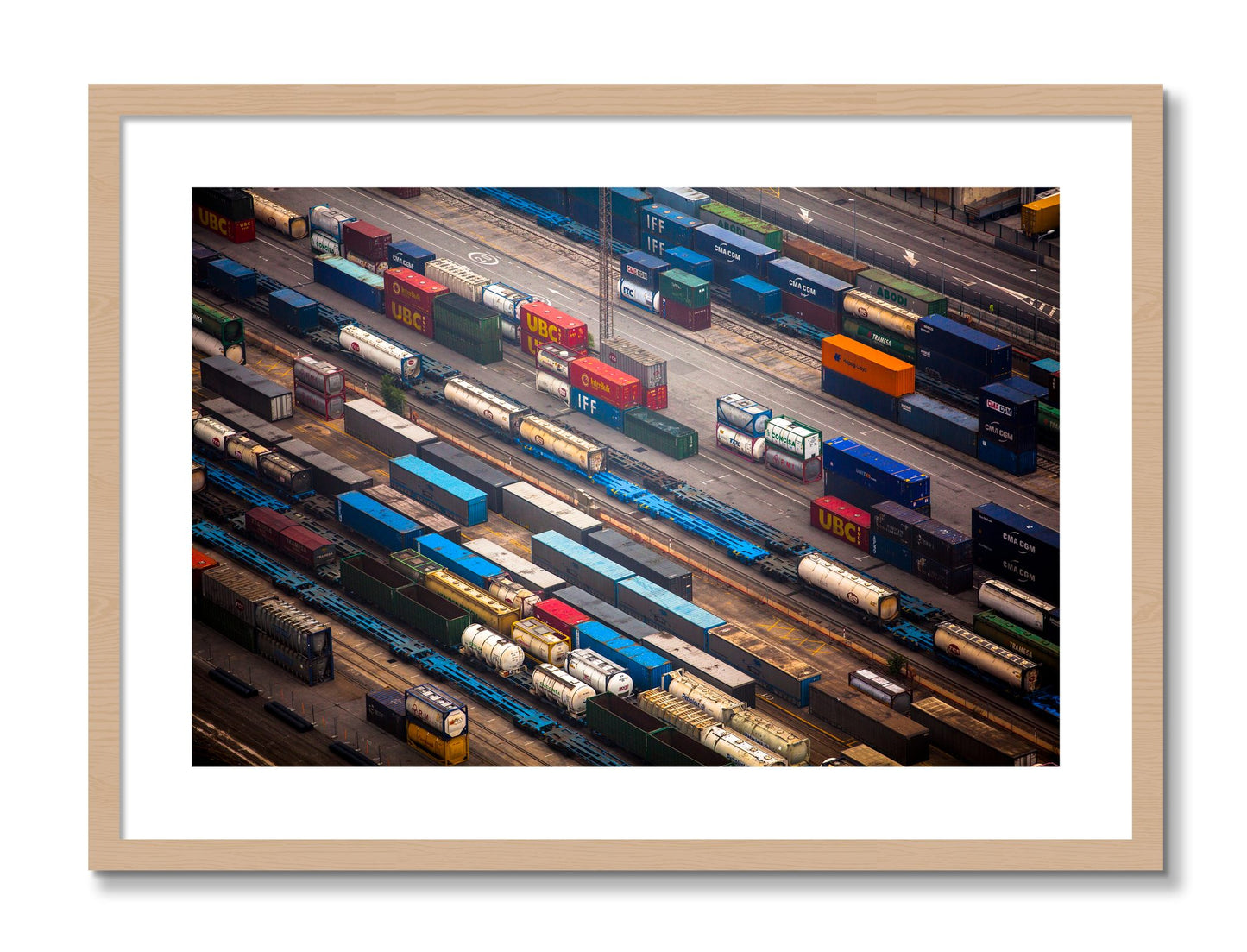 Framed photograph of Distribute by Dylan Ozanich, Oak frame, Borders