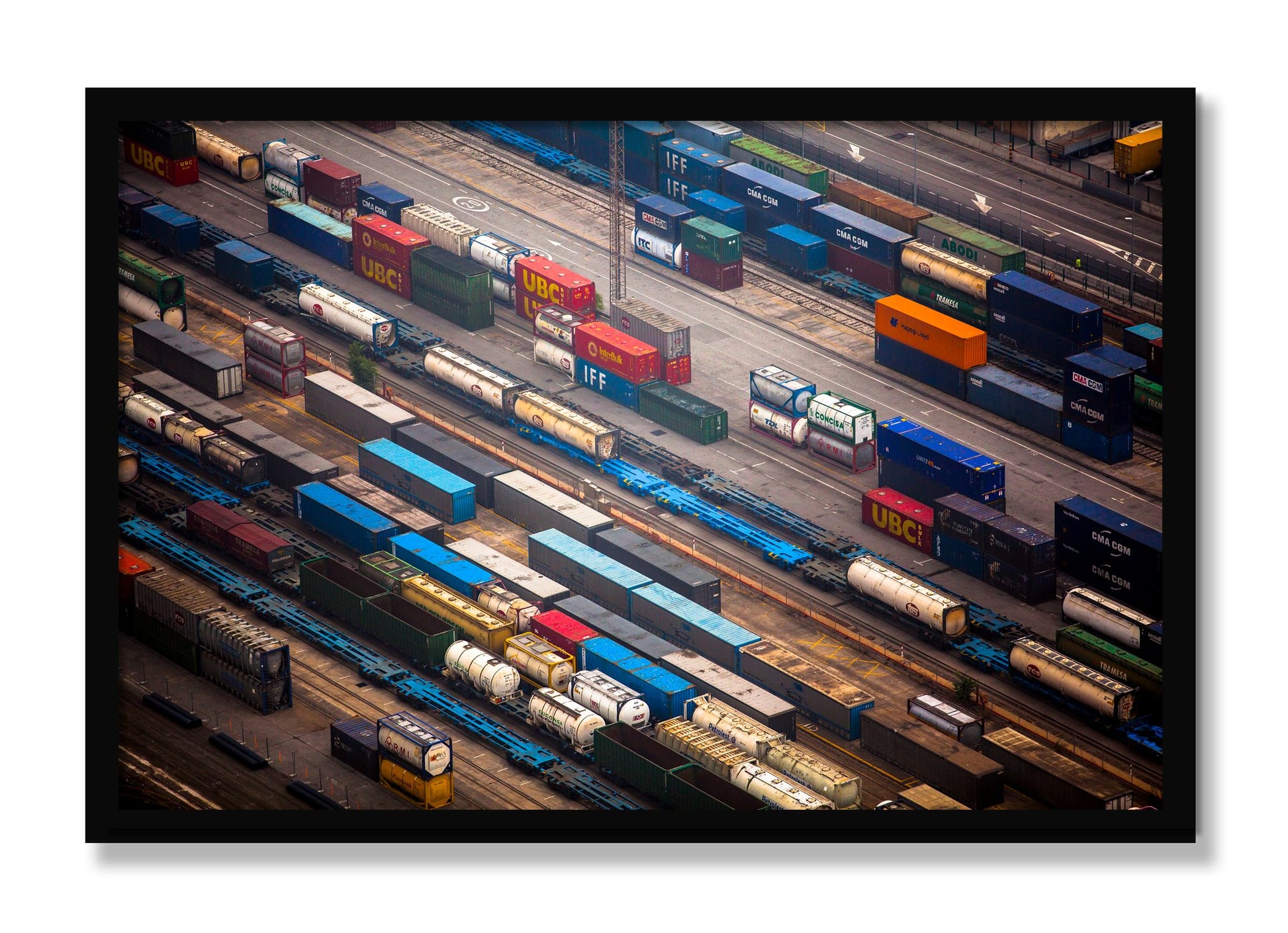 Framed photograph of Distribute by Dylan Ozanich, Black frame, Full Bleed