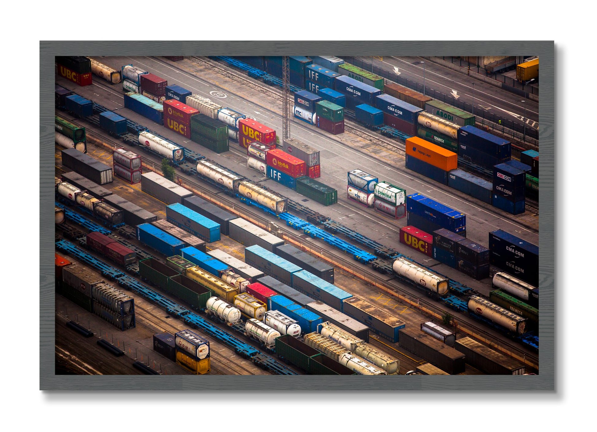 Framed photograph of Distribute by Dylan Ozanich, Grey frame, Full Bleed