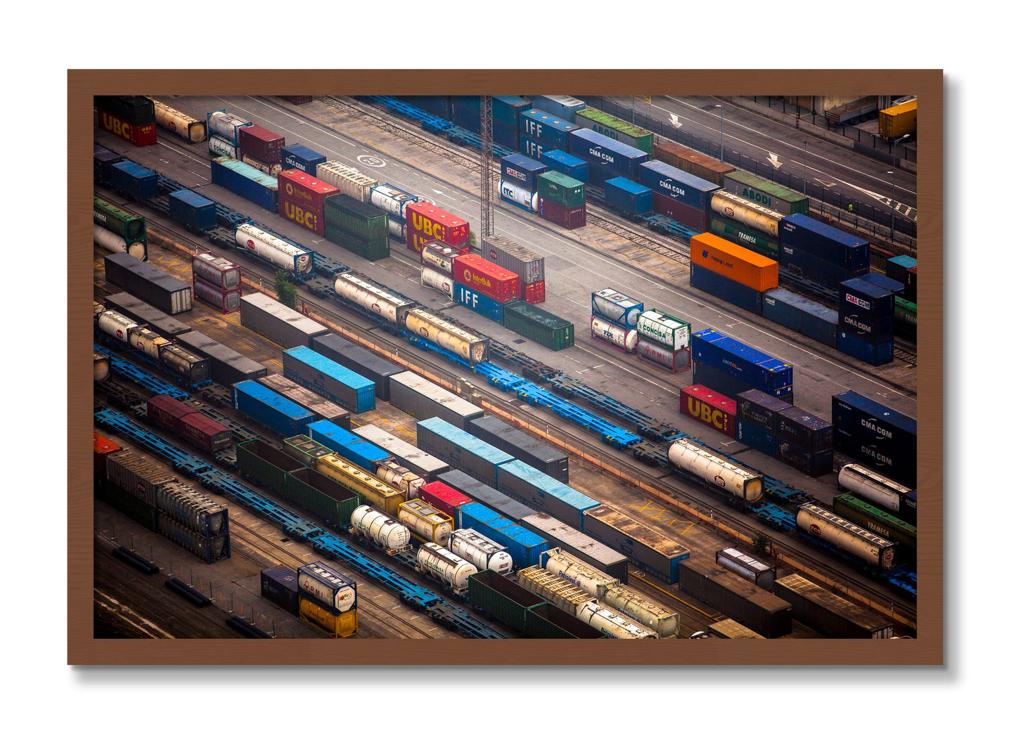 Framed photograph of Distribute by Dylan Ozanich, Walnut frame, Full Bleed