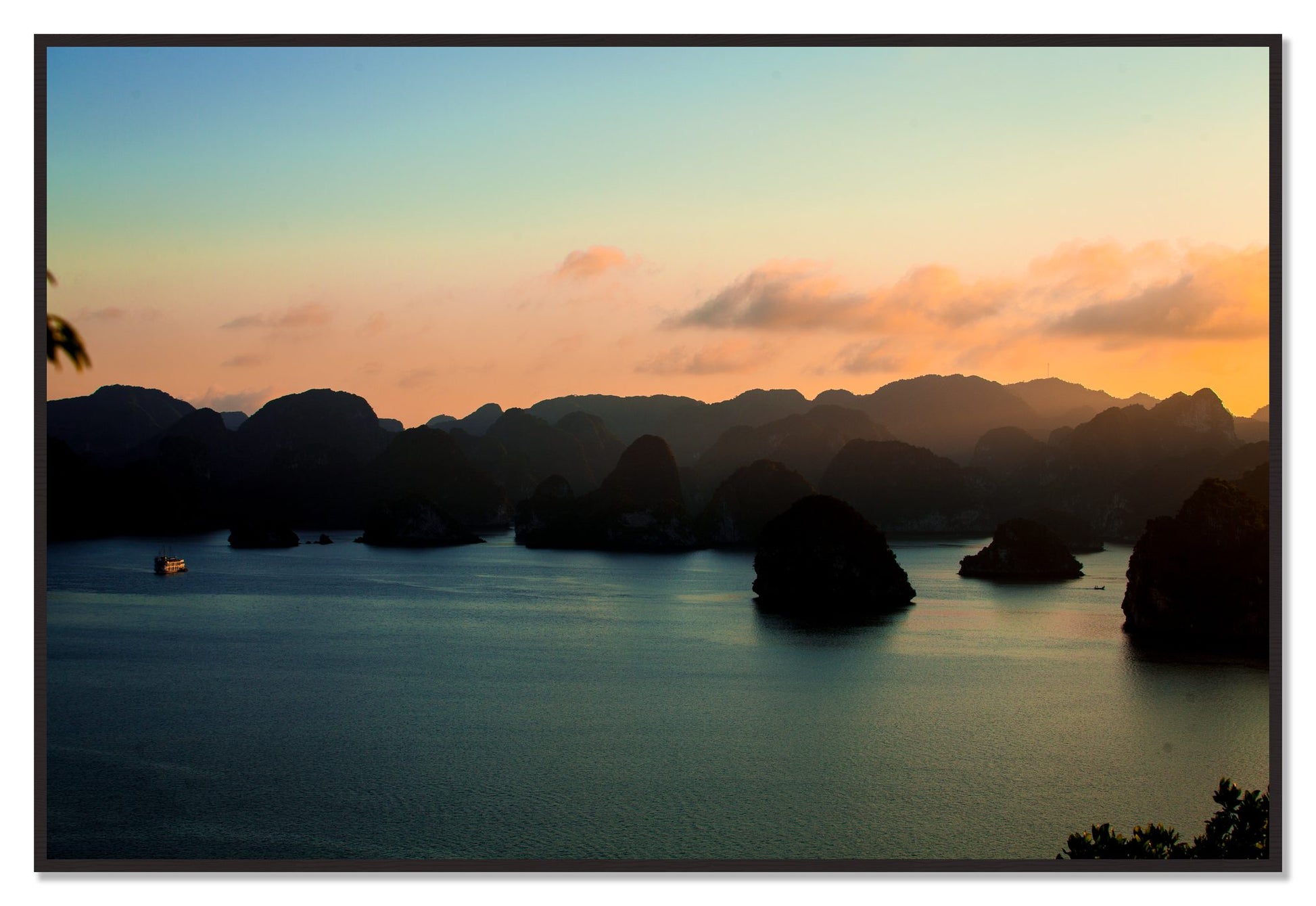 Dusk At Sea by Dylan Ozanich, 48×72 Full Bleed Print in a Black Walnut frame