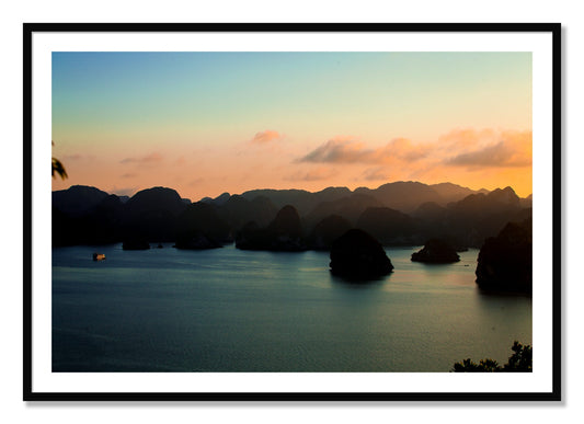 Framed photograph of Dusk At Sea by Dylan Ozanich, Black frame, Borders
