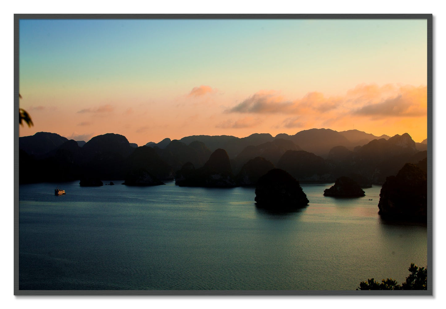 Framed photograph of Dusk At Sea by Dylan Ozanich, Grey frame, Full Bleed