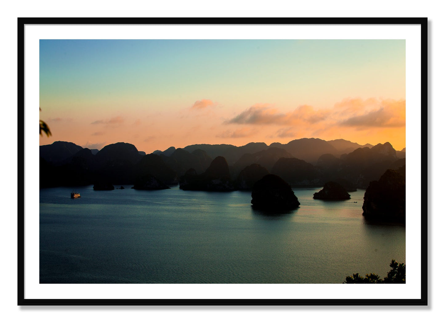 Framed photograph of Dusk At Sea by Dylan Ozanich, Black frame, Borders
